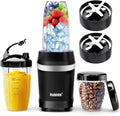 Blender for Smoothies, 1200W Smoothie Blender for Ice Crushing, Blenders with (2) 6-Fin Blades, Personal Blenders for Kitchen with 23oz, 32oz, 37oz Easy Go Cups for Juices, Silver