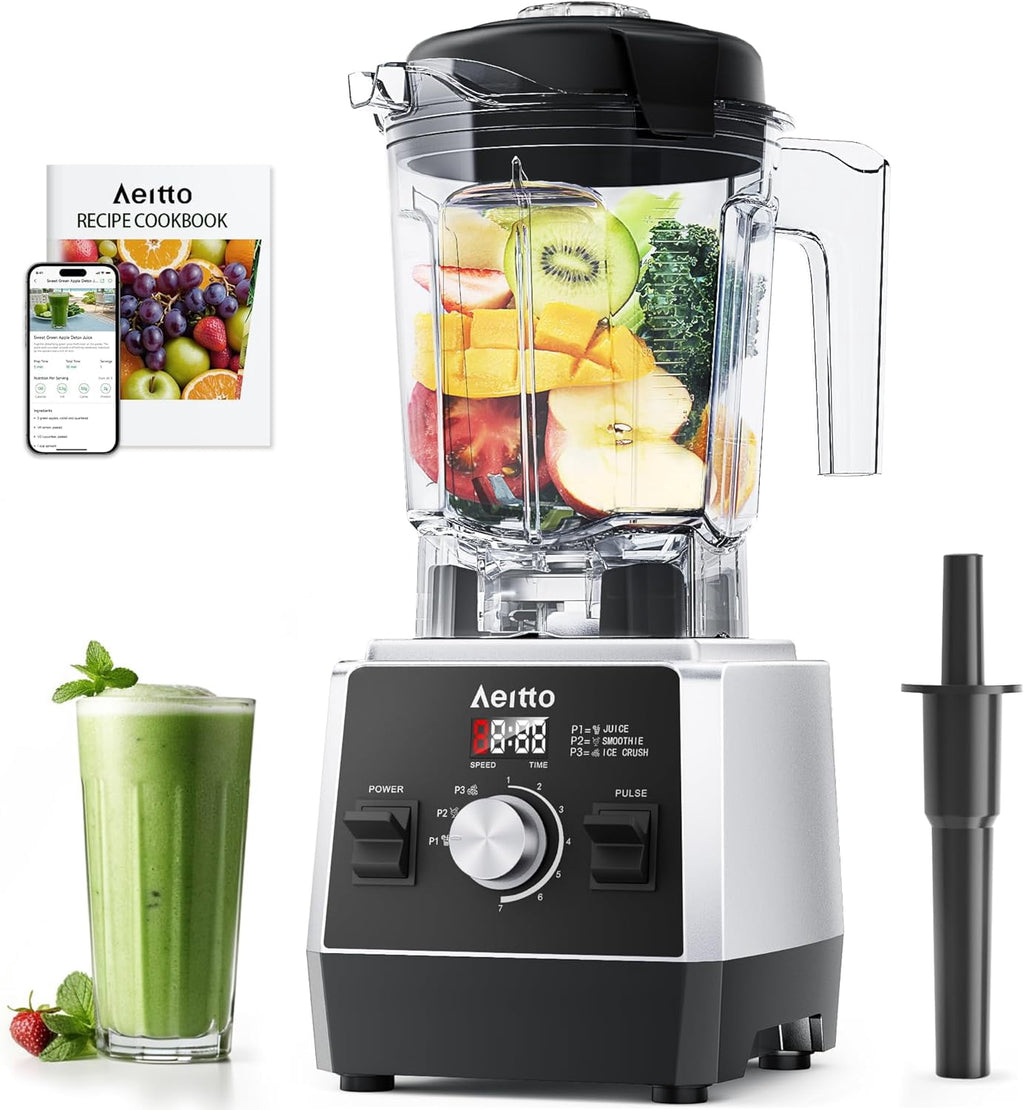 Blenders for Kitchen with 68Oz. Large Capacity, 1800W Max Power Smoothie Blender, 3 Preset Programs &amp; 7 Speeds, Professional Countertop Blender for Smoothies, Ice Crush, Generation2 Silver