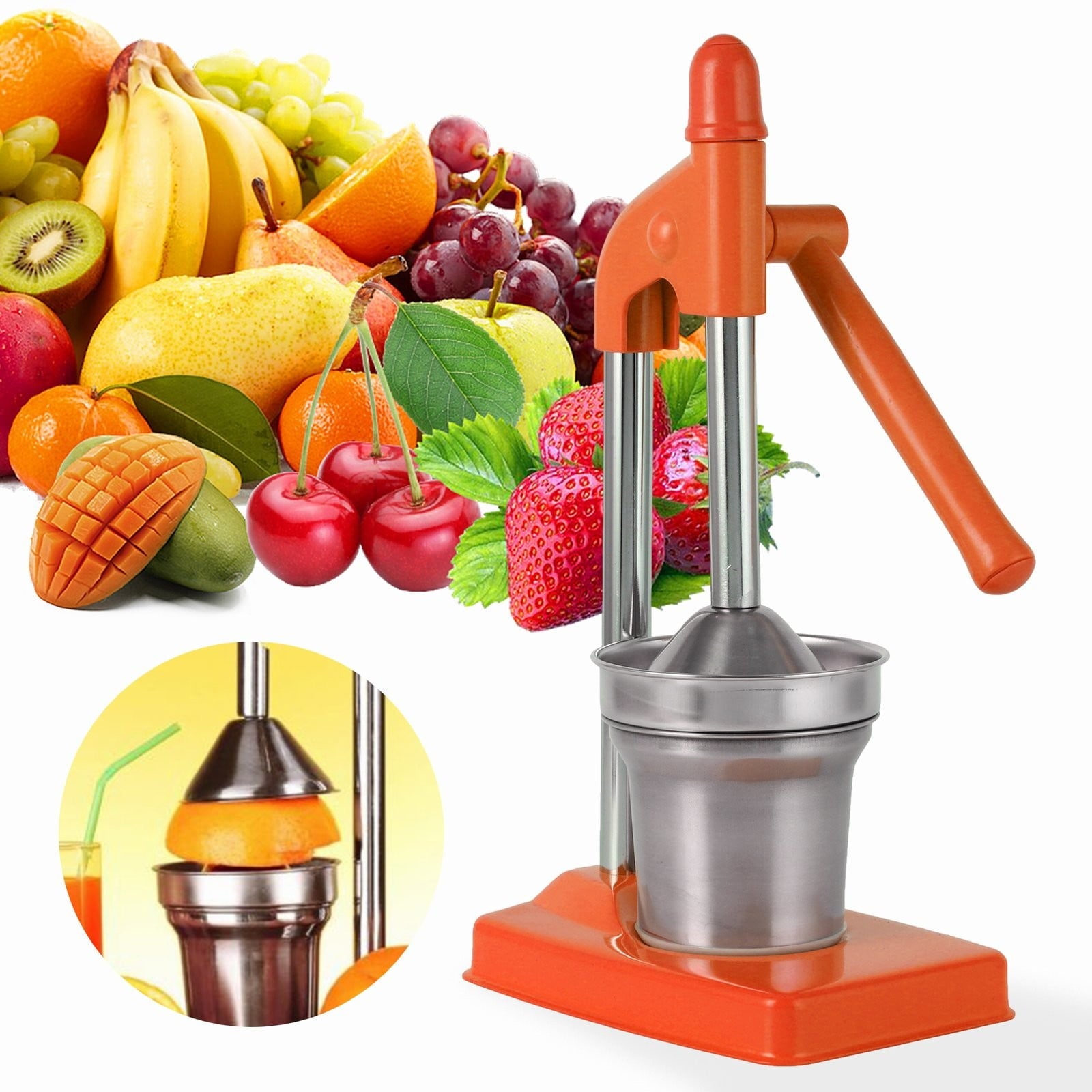 Centrifugal Juicer,Stainless Juicer Extra Large Commercial Grade Manual Hand Countertop Squeezer For Fresh Orange Juice