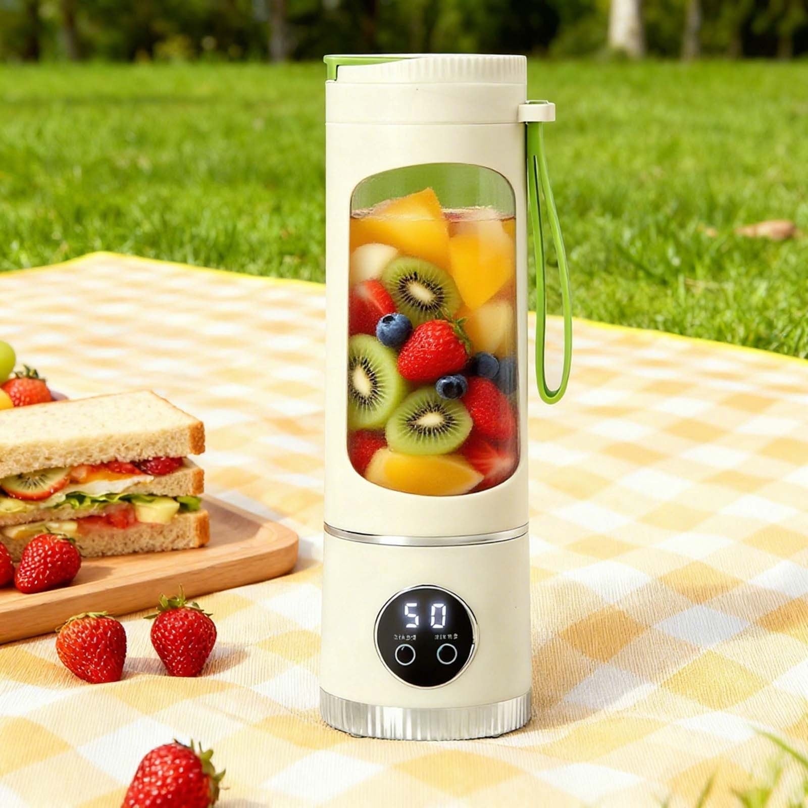 Digital Multimode Juicer 450ml Portable Digital Display Juicer Mini Juice Cup With 12 Stainless Steel Smart LED Display For Diet