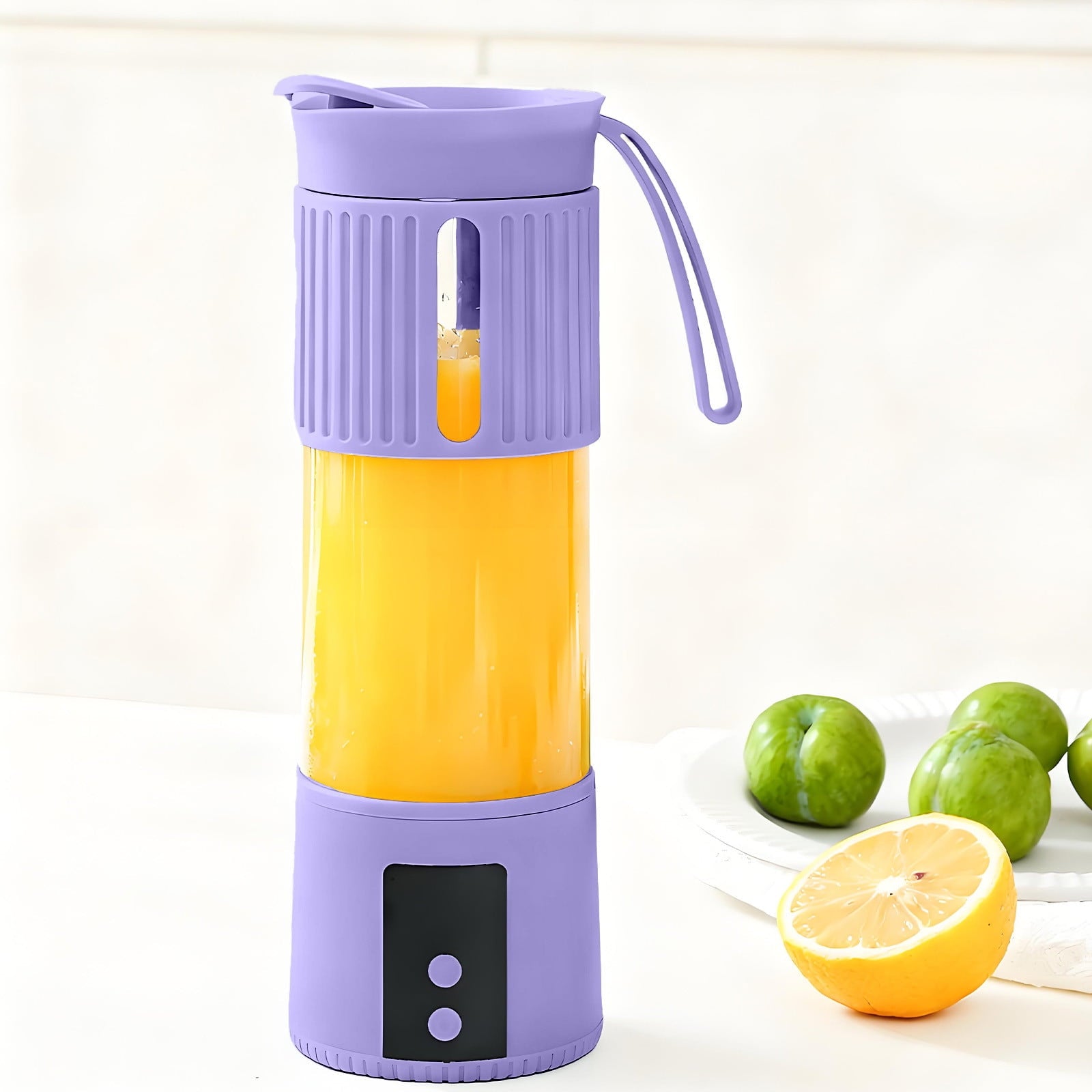 Portable Electric Juicer Cup 450ml USB Rechargeable Blender for Fresh Juice Smoothies, Kitchen Food Grinder with Stainless Steel Blades, Travel Mini Juicer