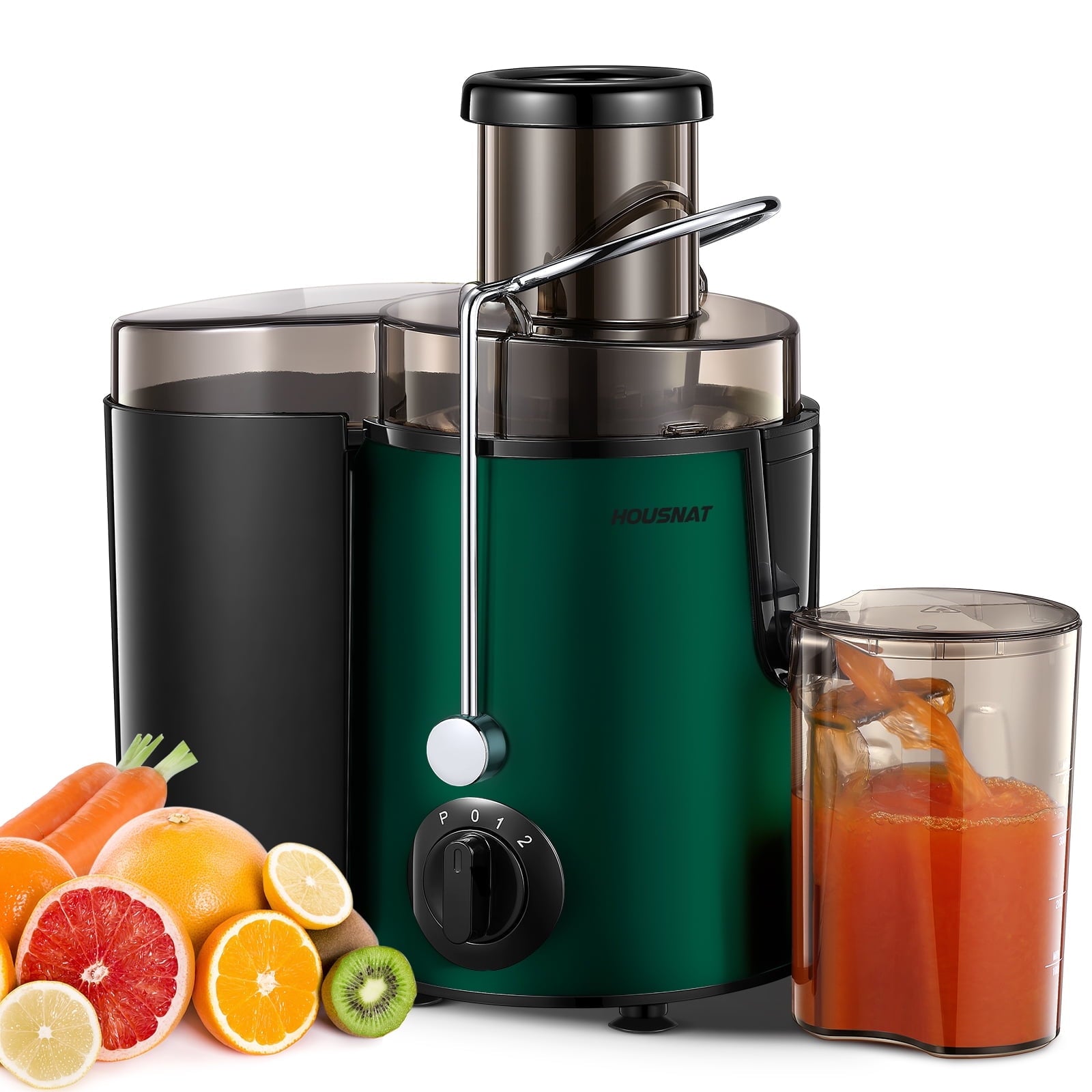 Juicer Machine Wide 3” Feed Chute Juice Extractor Easy to Clean, Pulse Function and 3-Speed Control, Anti-Drip, Silver