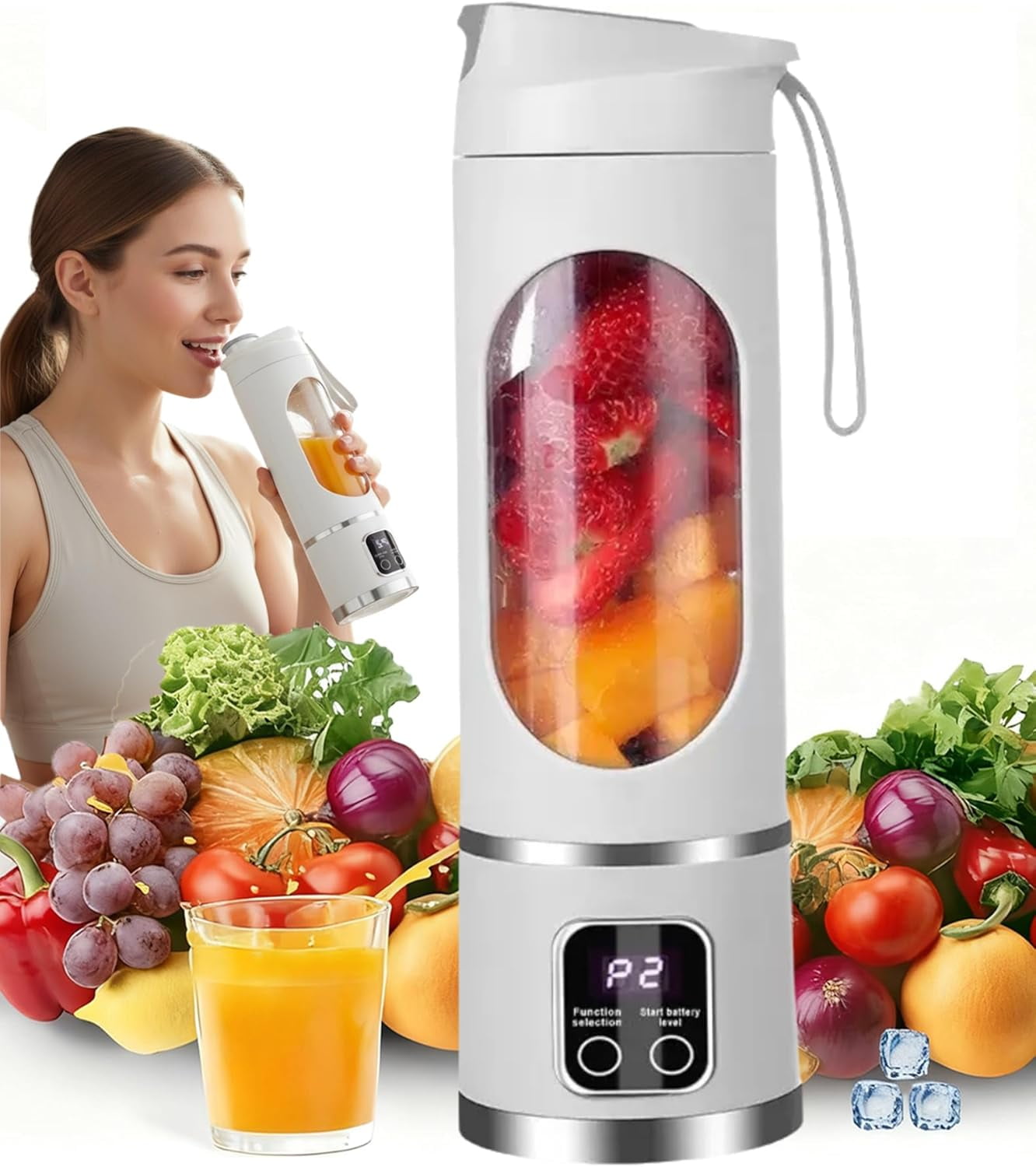 Digital Multimode Juicer Blender - Portable Personal Juicer with Smart LED Display, Diet-Friendly, Leak Proof &amp; Wireless Design for Smoothies Liquid Diet, Shakes &amp; Baby Food