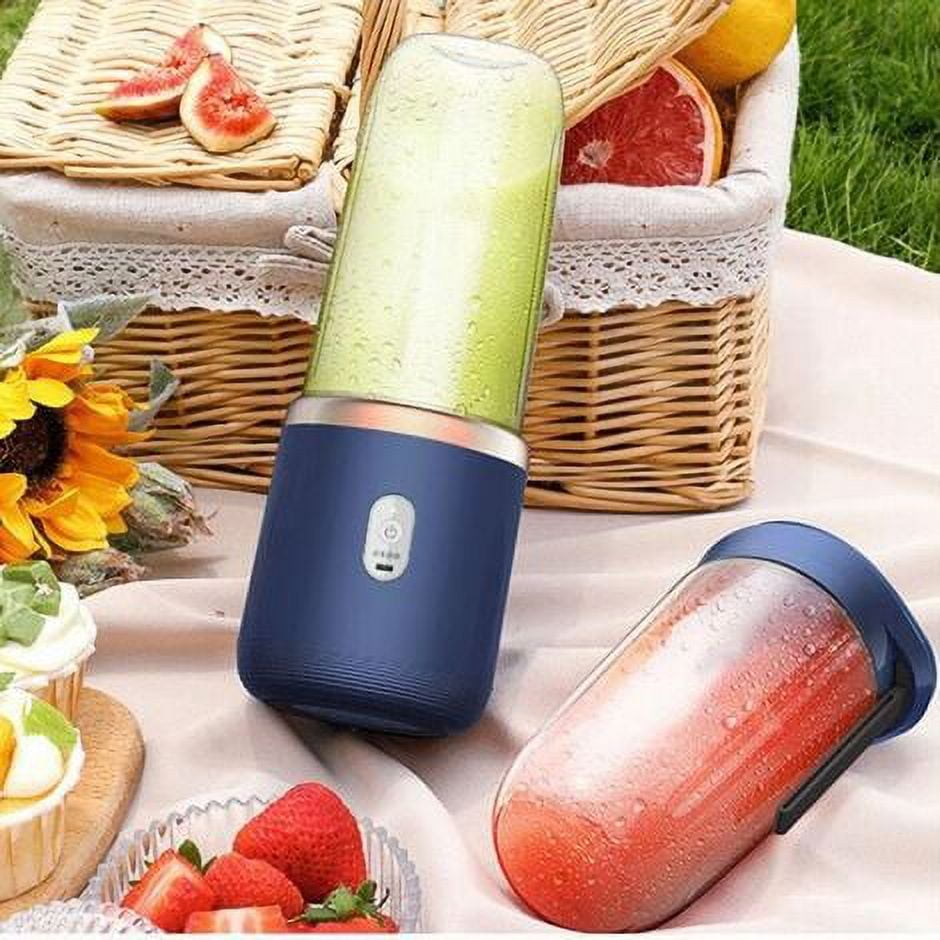 Mini blender 40W Juice blender mini portable quick blender cup personal size rechargeable USB Double cup, Blue