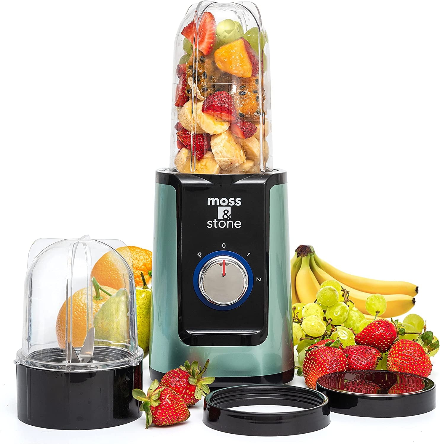 Moss &amp; Stone 2 in 1 Personal Blender with Additional Blender Cup, Mini Blender, Juice Blender &amp; Smoothie Maker (Spray Pearl Green)