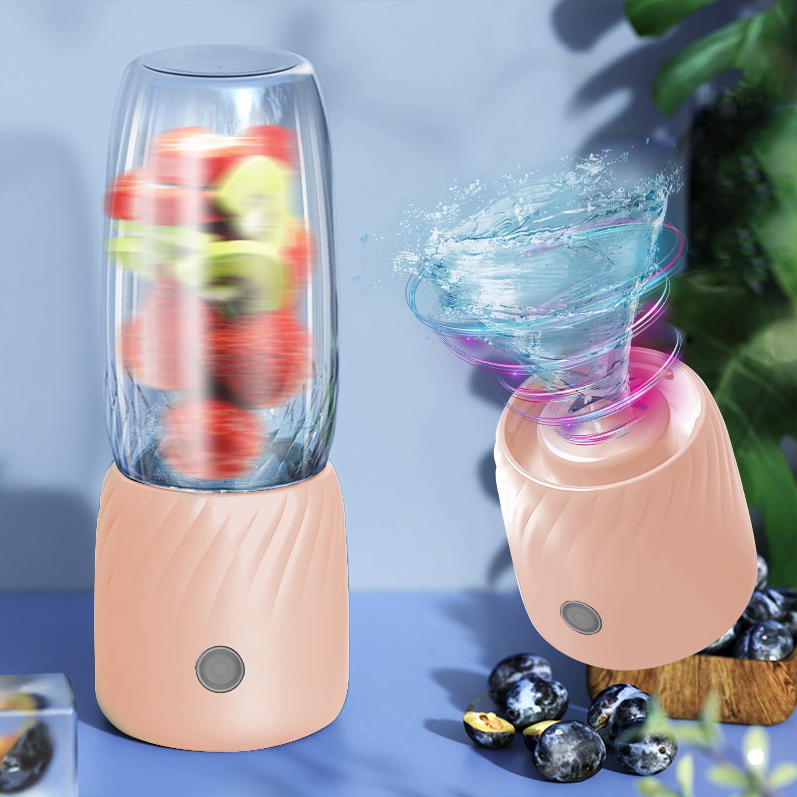 Portable Blender, Personal Size Blender for Shakes and Smoothies with 6 Blades, 10 Oz Mini Blender Cup with Travel Lid and USB Rechargeable for office, Gym, Kitchen