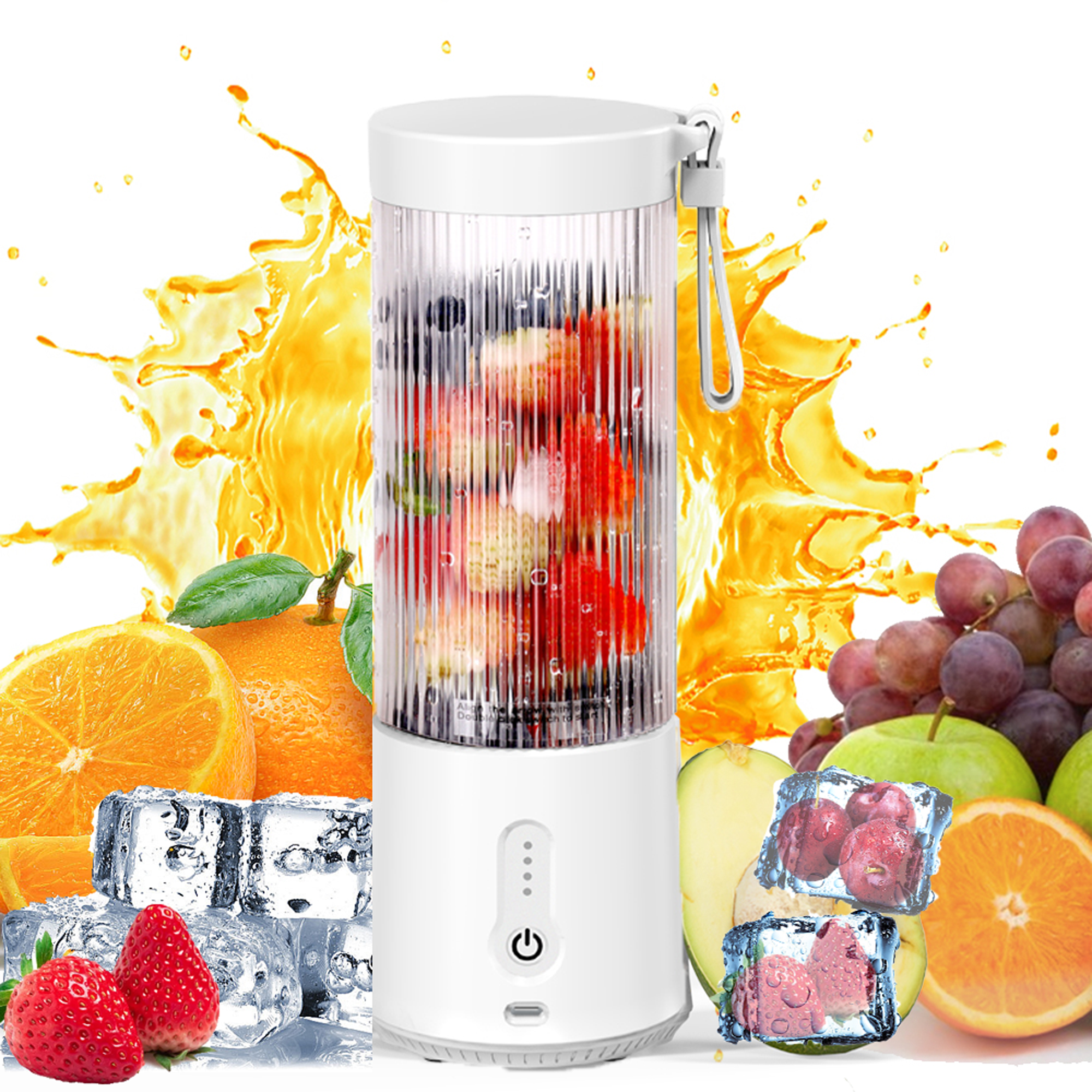 Portable Blender, Personal USB Rechargeable Blender for Shakes and Smoothies, Strong Cutting Power with 6 Blades, Traveling Fruit Veggie Juicer Cup for Home, Sport, Office, Camping,15 oz
