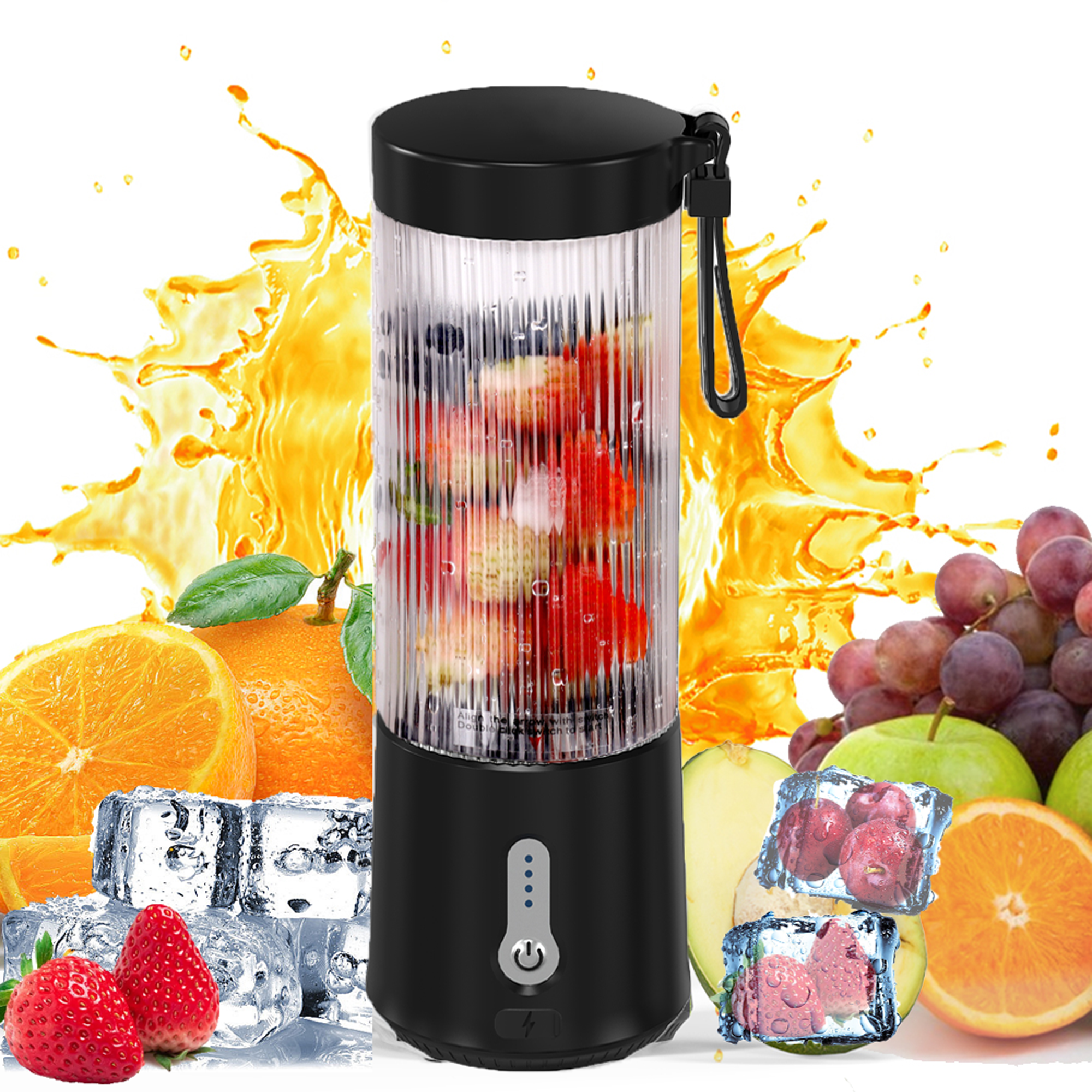 Portable Blender, Personal USB Rechargeable Blender for Shakes and Smoothies, Strong Cutting Power with 6 Blades, Traveling Fruit Veggie Juicer Cup for Home, Sport, Office, Camping,15 oz