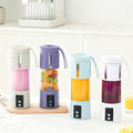 Portable Electric Juicer Blender • 12-Blade Stainless Steel • Glass &amp; Plastic Cup • 9.33x3.15in • Compact Kitchen Food Grinder • Purple White Green Beige