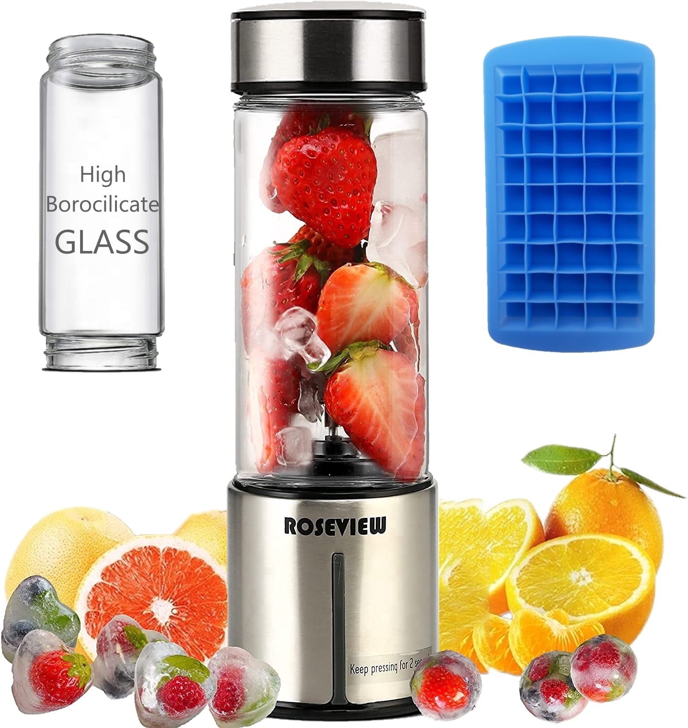 Portable Smoothie blender Glass bottle Mini USB rechargeable 2 battery Handheld Shakes blend Cup USB juicer Cordless Personal smoothies maker mixer