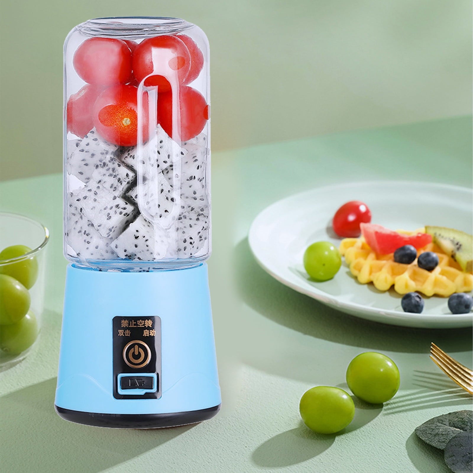 Portable USB Rechargeable Personal Blender | 400ml Mini Juicer Cup for Fruits &amp; Vegetables | 18000 RPM with 10 Stainless Steel Blades | Travel &amp; Home Use