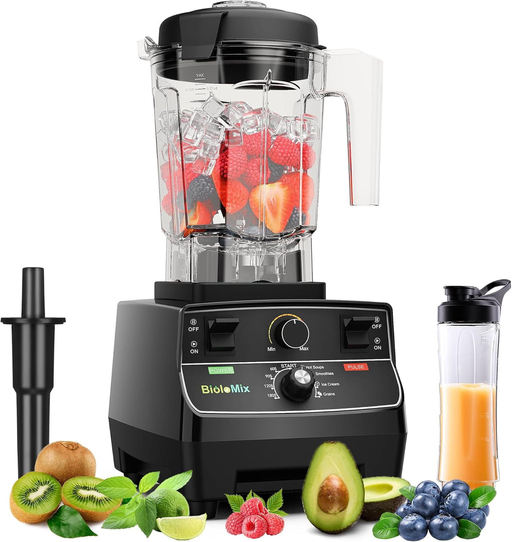 Professional Smoothie Blender Countertop Commercial Blender 2200W High Power with 68oz Pitcher Smart Timer Blenders for Kitchen for Smoothies Ice Soup Fish Dessert With 1 Juice Glass