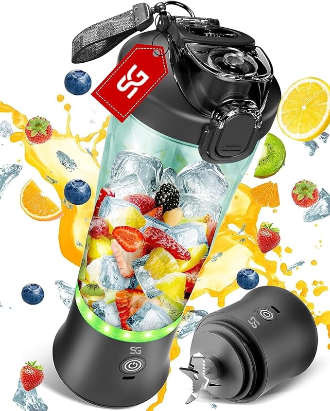 Powerful Portable Blender for Smoothies &amp; Shakes - Mini Blender with High-Torque Motor, Long-Life Battery, Leak-Proof Cup - One-Click &amp; Pulse Mode - Personal Blender for Home, Travel