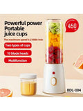 USB Rechargeable Multi-Function Juicer, 2 Mini Wireless Cups, Long Battery Life for Home Travel