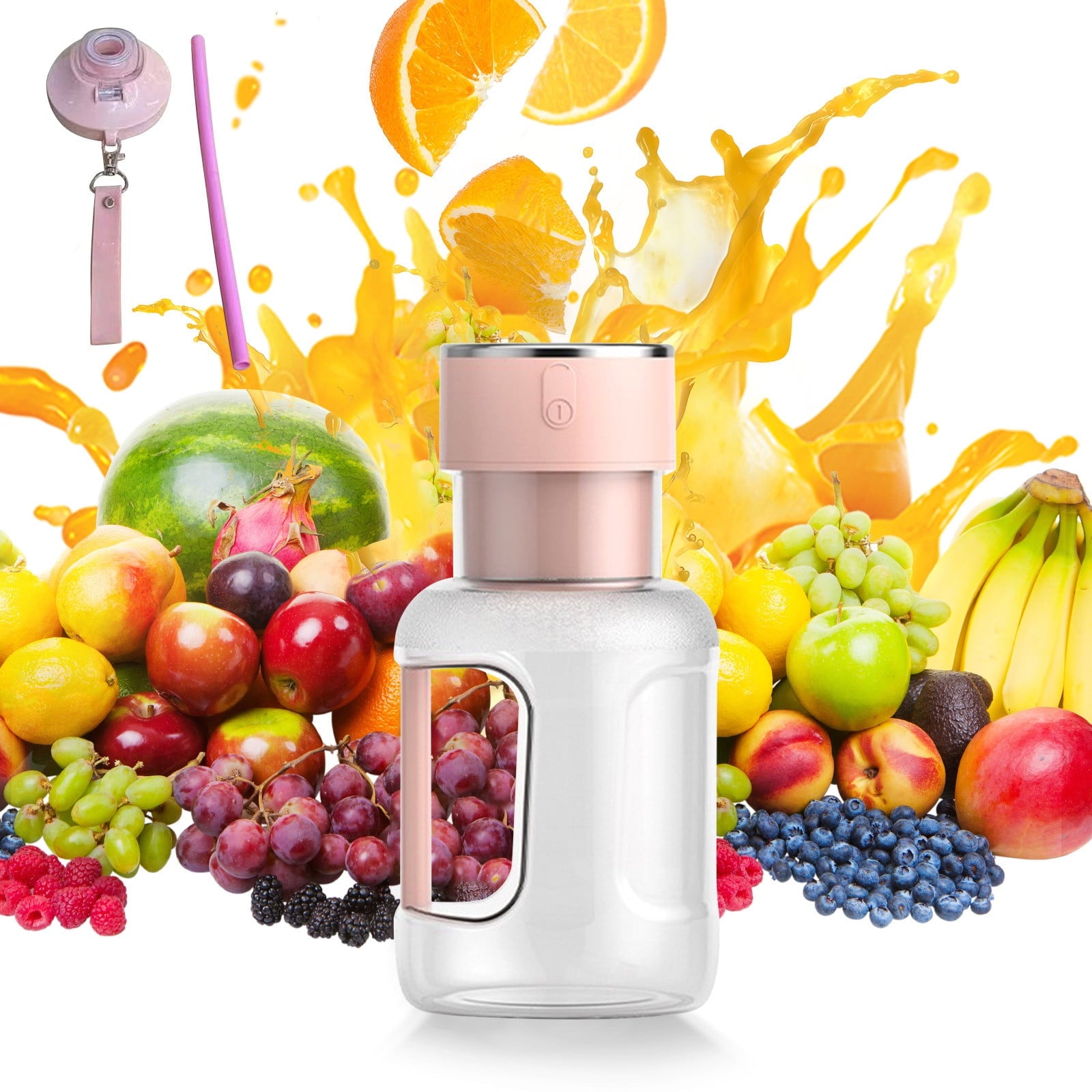 Juicer Cold Press Juicer Machines Portable Blenders Personalized Large Capacity Blenders for Shakes and Frappucino Fruit Juicer with 8 Blades Rechargeable