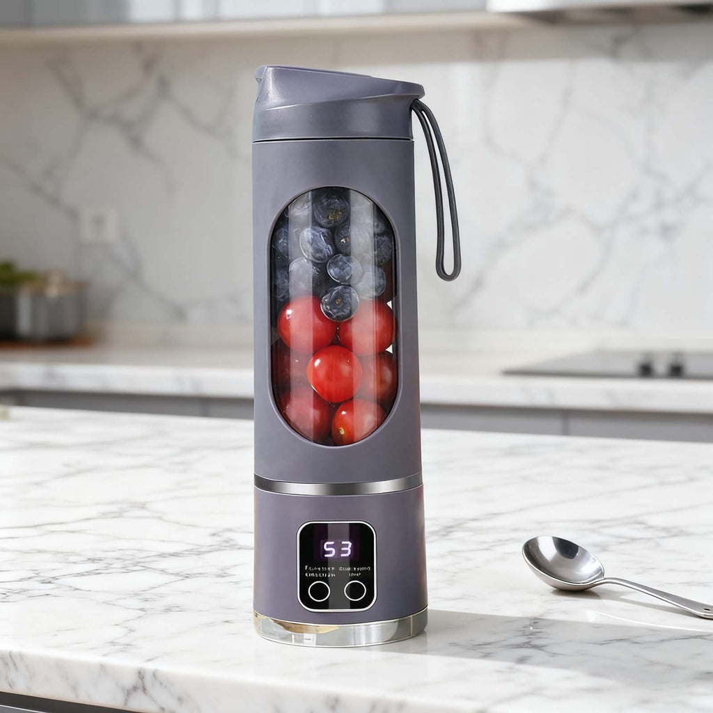 erfcxs Digital Multimode Juicer 450ml Portable Digital Display Juicer Mini Juice Cup With 12 Stainless Steel Smart LED Display For Diet