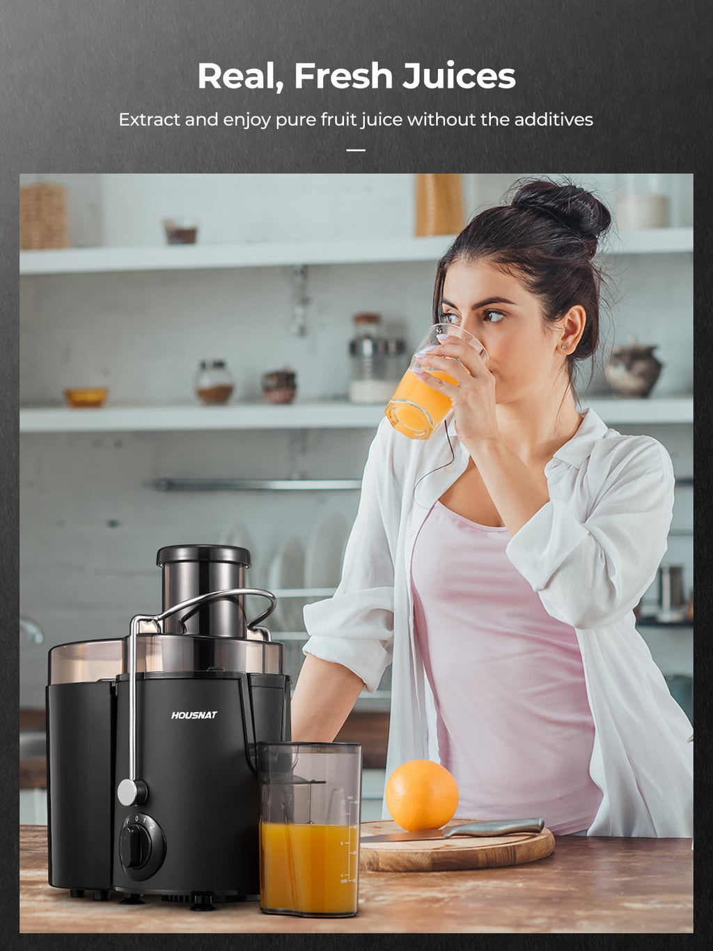 Juicer Machine Wide 3” Feed Chute Juice Extractor Easy to Clean, Pulse Function and 3-Speed Control, Anti-Drip, Silver