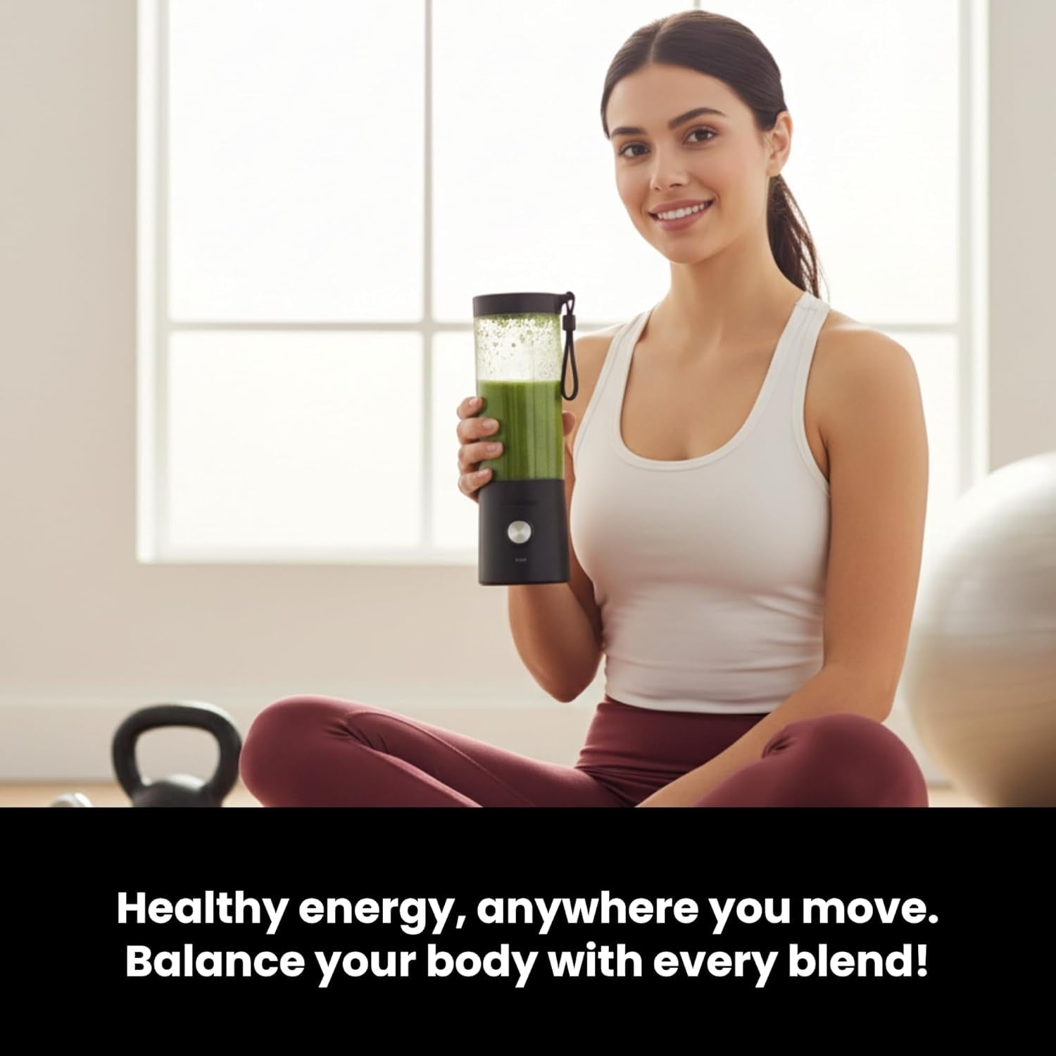 Portable Blender for Smoothies &amp; Shakes – 16oz Mini Personal Blender Bottle, USB-C Rechargeable &amp; Self-Cleaning – Black – Perfect Holiday Gift