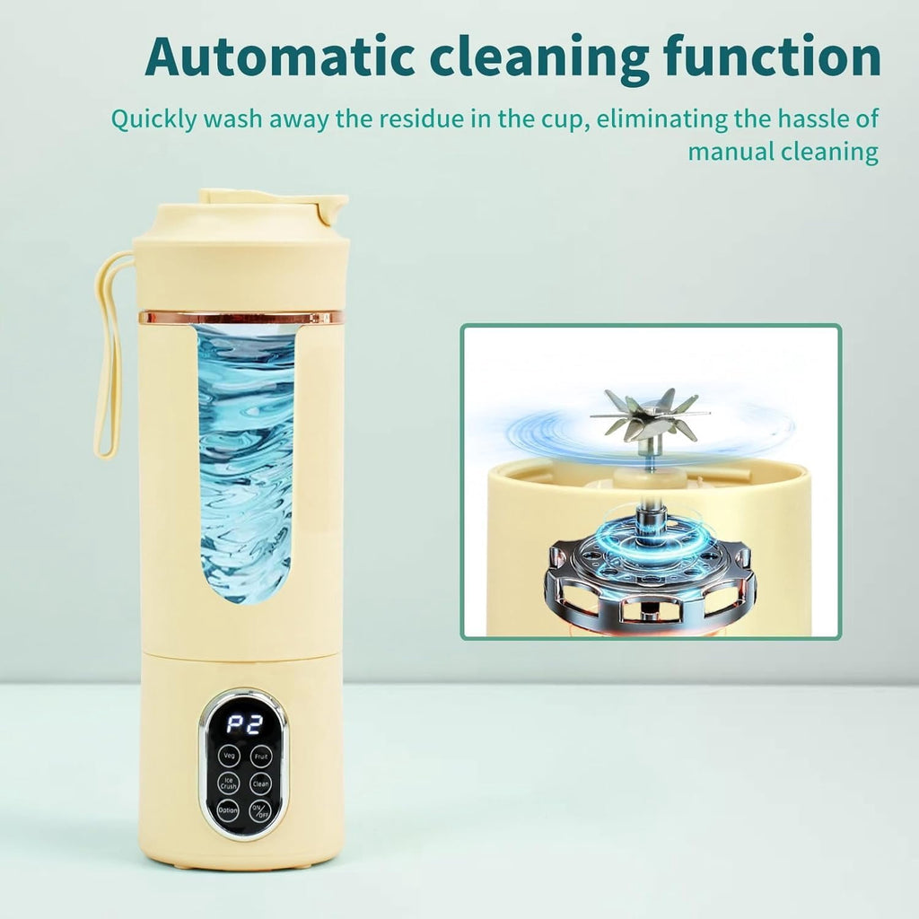 530ML Portable Blender,Mini Portable Electric USB Juicer,Small Personal Blender for Smoothies and Shakes,With Automatic Cleaning Function,Multi-Purpose and Easy To Use(beige)