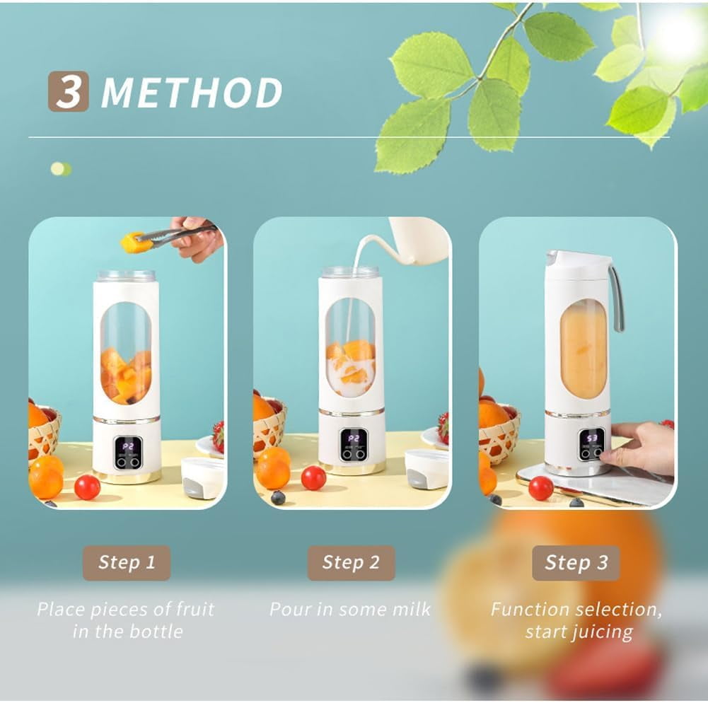 Digital Display Juicer, Digital Multimode Juicer Blender, Portable USB Rechargeable Juice Blender for Smoothies Liquid Diet, Shakes
