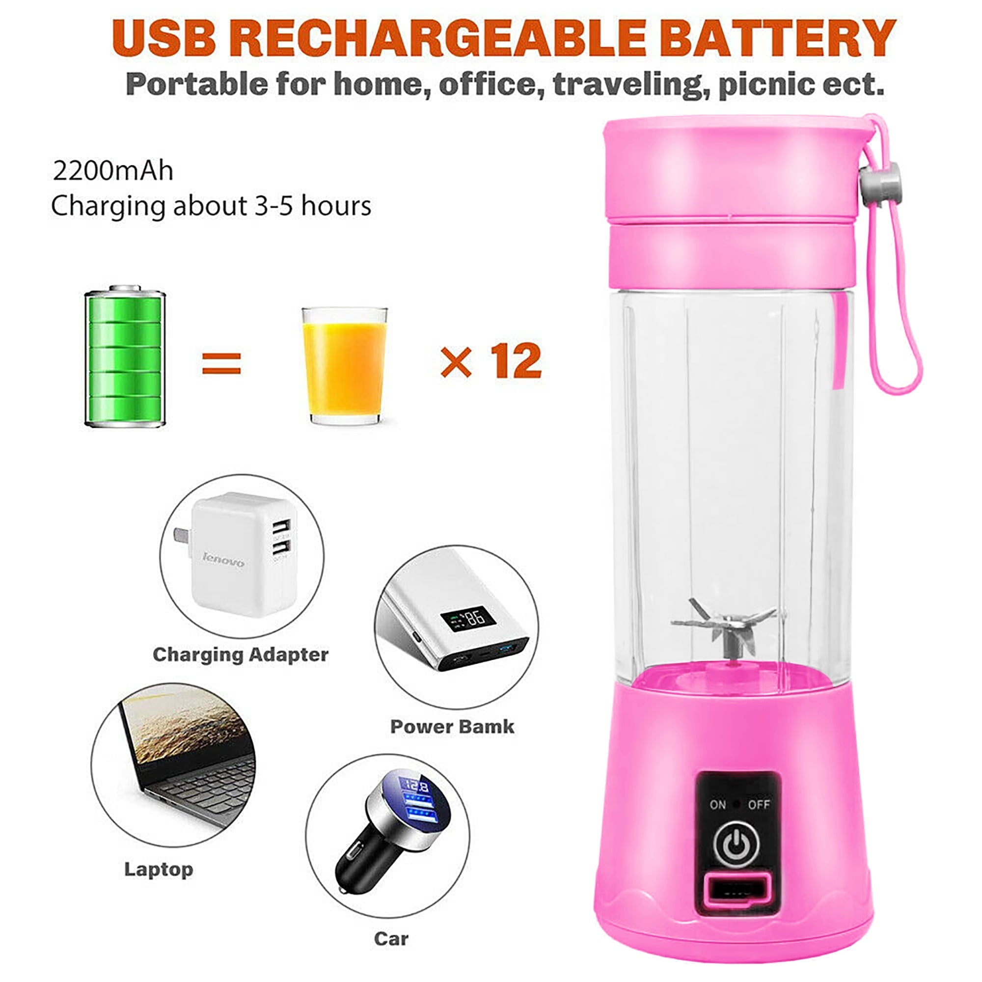 Mini Blender Portable Personal Blender USB Rechargeable Smoothie Blender For Shakes Smoothies, Household Mixer Blender For Fruit Juicer Orange Vegetable Carrots Juicer,4 Colors