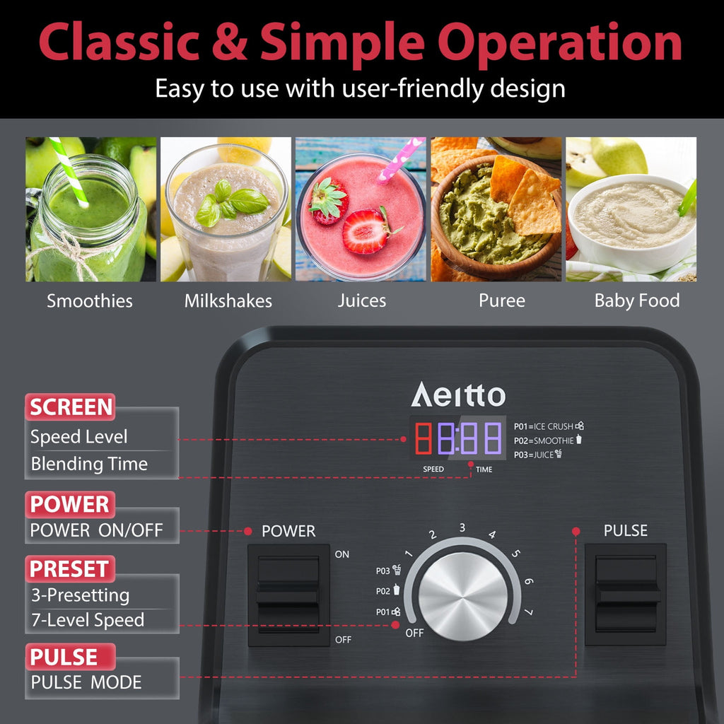 ® Blenders for Kitchen, High Speed Blenders for Smoothies and Shakes with 1500-Watt Motor, 68 Oz Large Capacity, Countertop Professional Blenders for Ice Crush, Frozen Drink, Platinum