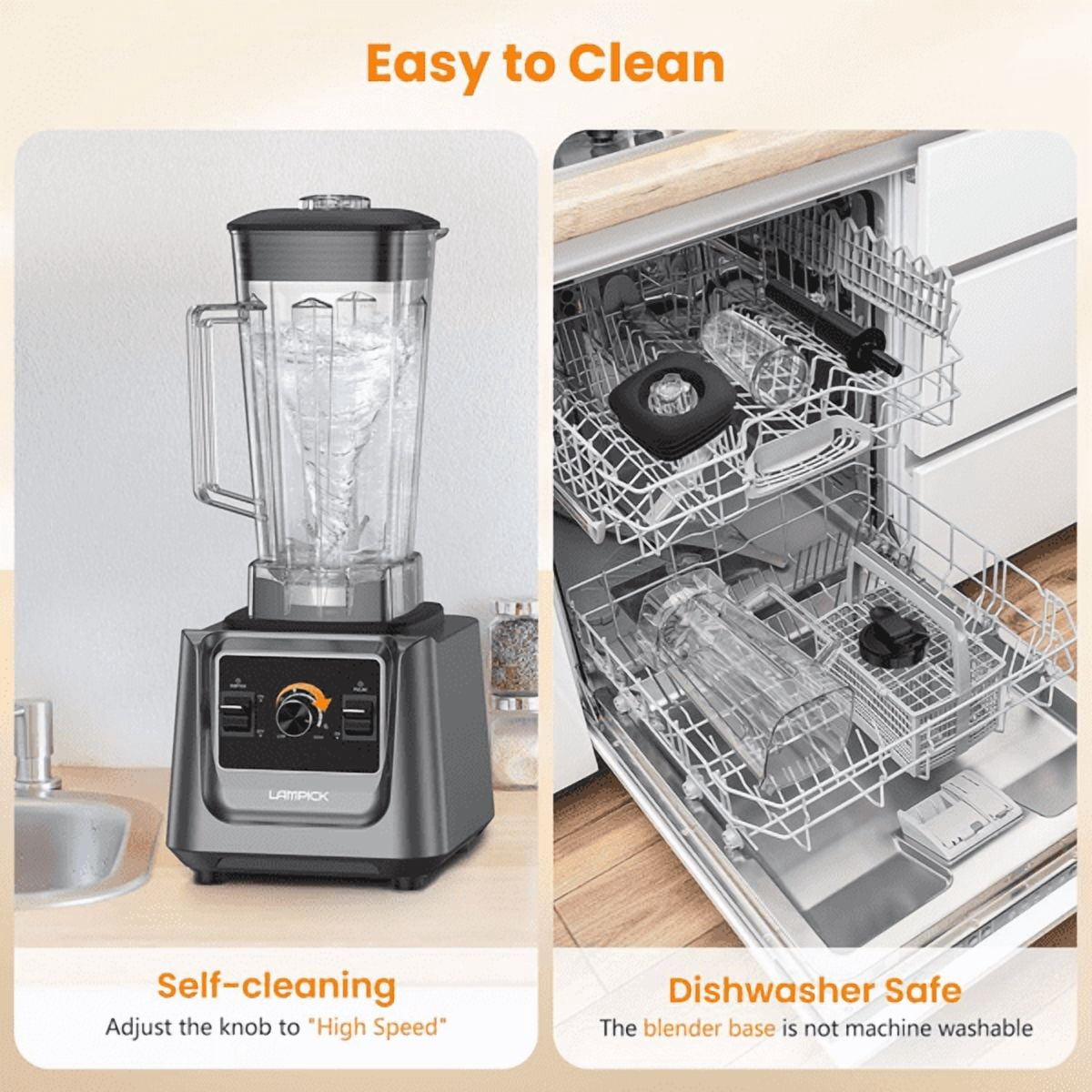 Blenders for Kitchen, 2000W Professional Grade High-Speed Countertop Blender with 68oz Pitcher &amp; 27oz To-Go Cup for Smoothies, Ice, and Frozen Fruit, BPA-Free, Dishwasher Safe