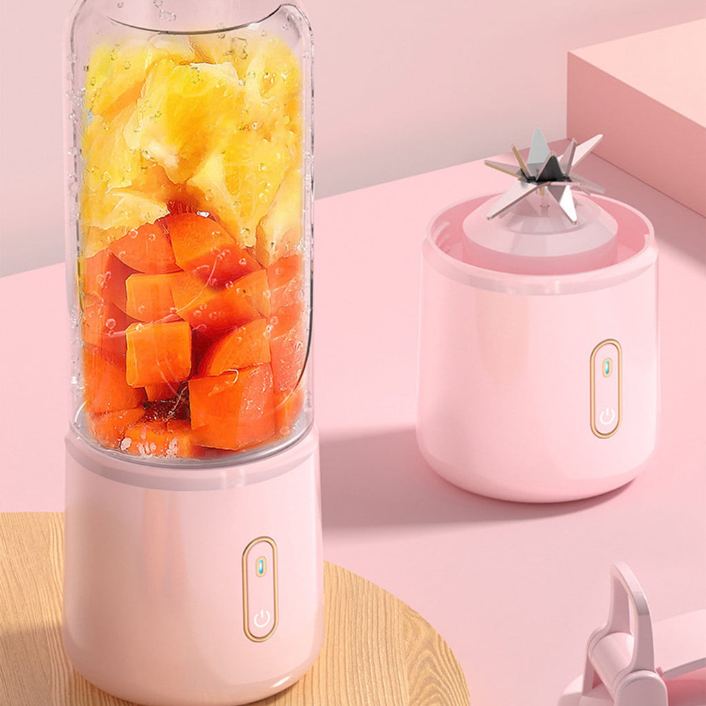 Portable USB Rechargeable Blender with 6 Blades, Ideal for Shakes, Smoothies, and Juices, Perfect for Sports, Travel, and Outdoor Activities Pink