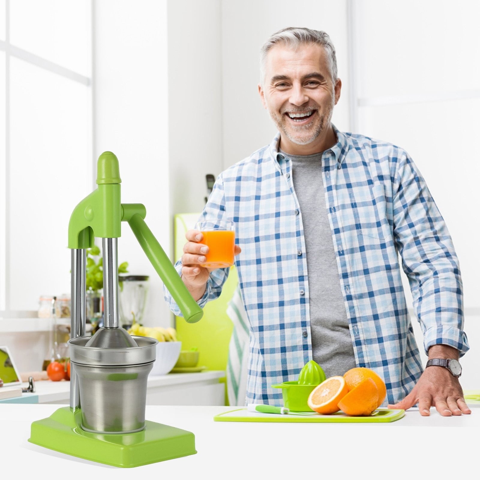 Centrifugal Juicer,Stainless Juicer Extra Large Commercial Grade Manual Hand Countertop Squeezer For Fresh Orange Juice