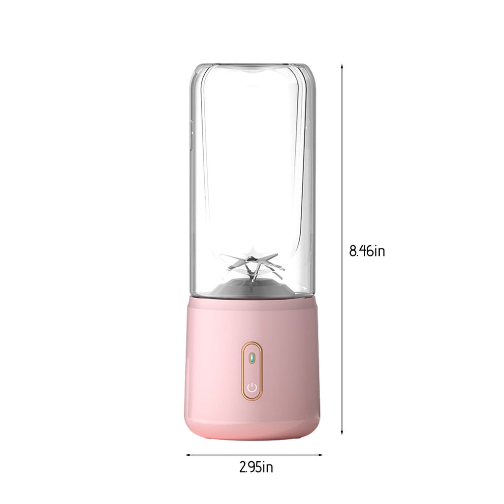 Portable USB Rechargeable Blender with 6 Blades, Ideal for Shakes, Smoothies, and Juices, Perfect for Sports, Travel, and Outdoor Activities Pink