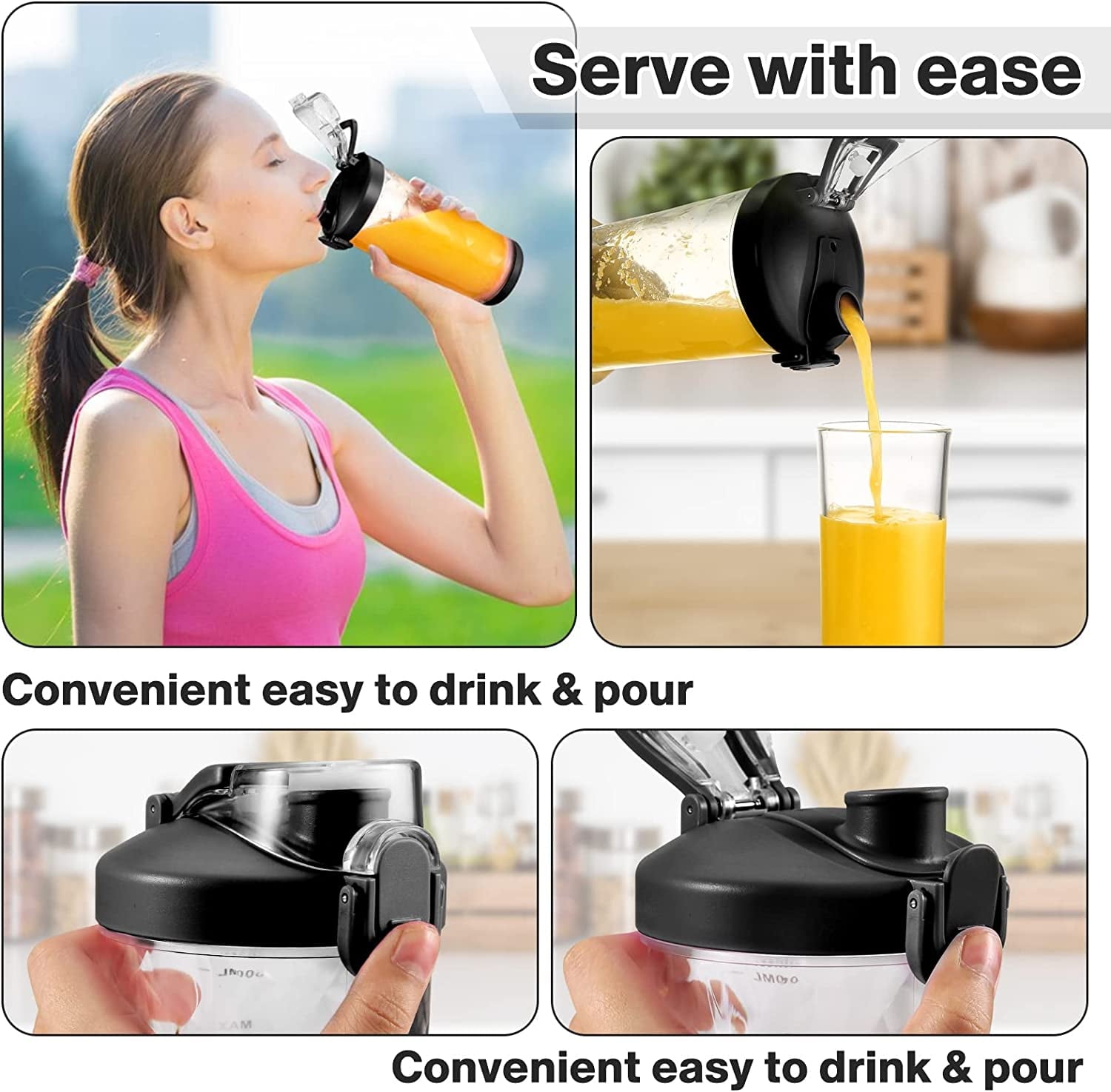 Portable Blender, Personal Size Blender for Shakes and Smoothies, Blender with 6 Blades, 20oz Mini Mixer Rechargeable for Kitchen/Gym/Travel/Office, BPA-Free