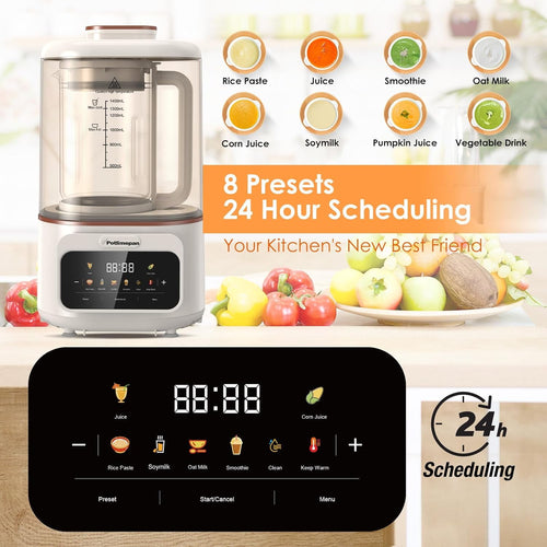 1.4L Professional Blender – 8 Preset Programs, Quiet Motor, Hot &amp; Cold Blending for Smoothies, Soups, Nut Milk, Ice Crushing – 24H Timer, Self-Cleaning, BPA-Free