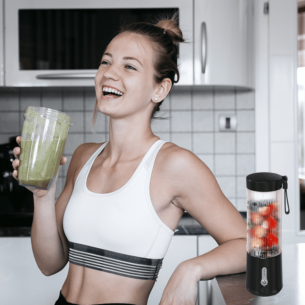 Portable Blender, Personal USB Rechargeable Blender for Shakes and Smoothies, Strong Cutting Power with 6 Blades, Traveling Fruit Veggie Juicer Cup for Home, Sport, Office, Camping,15 oz