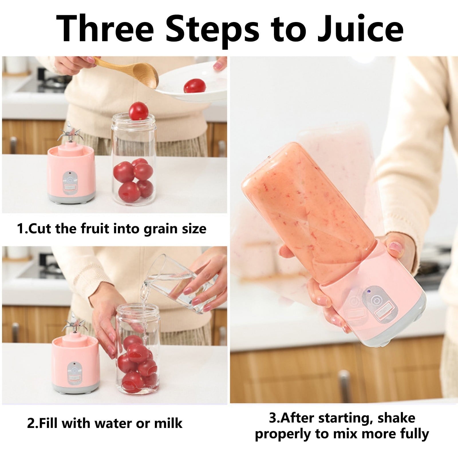 Hxlamzoo Portable Electric Juicer Cup Rechargeable USB, Compact Design for Outdoor Travel Gym Home Use, Easy to Clean Mini Blender with Stylish Durable Material