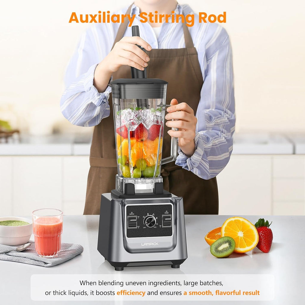 2000W Professional High Speed Blender for Kitchen 68oz Large Pitcher with Travel Cup Crush Ice Blend Frozen Fruit Smoothies Soups Nut Butter Hot Soup Commercial Grade Countertop Blender Dishwasher