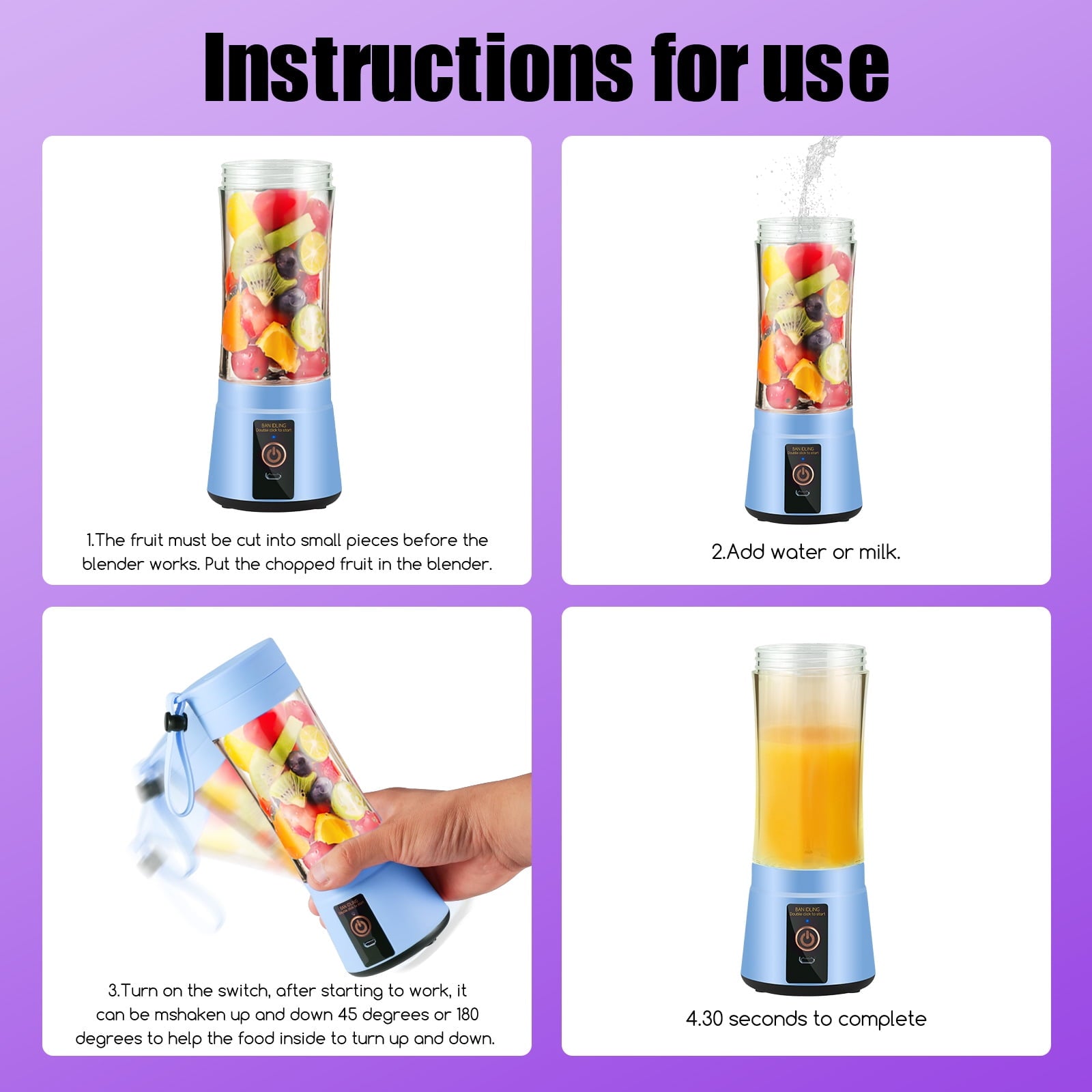 Battery Powered Blender, Purple