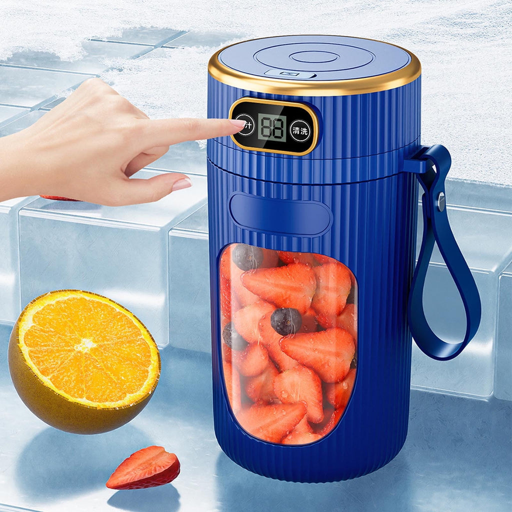 Portable Juicer Machine with Digital Display, 14oz Multifunction Fruit Juicer Cup for Home and Student Use, Kitchen Juicer for Extraction, White