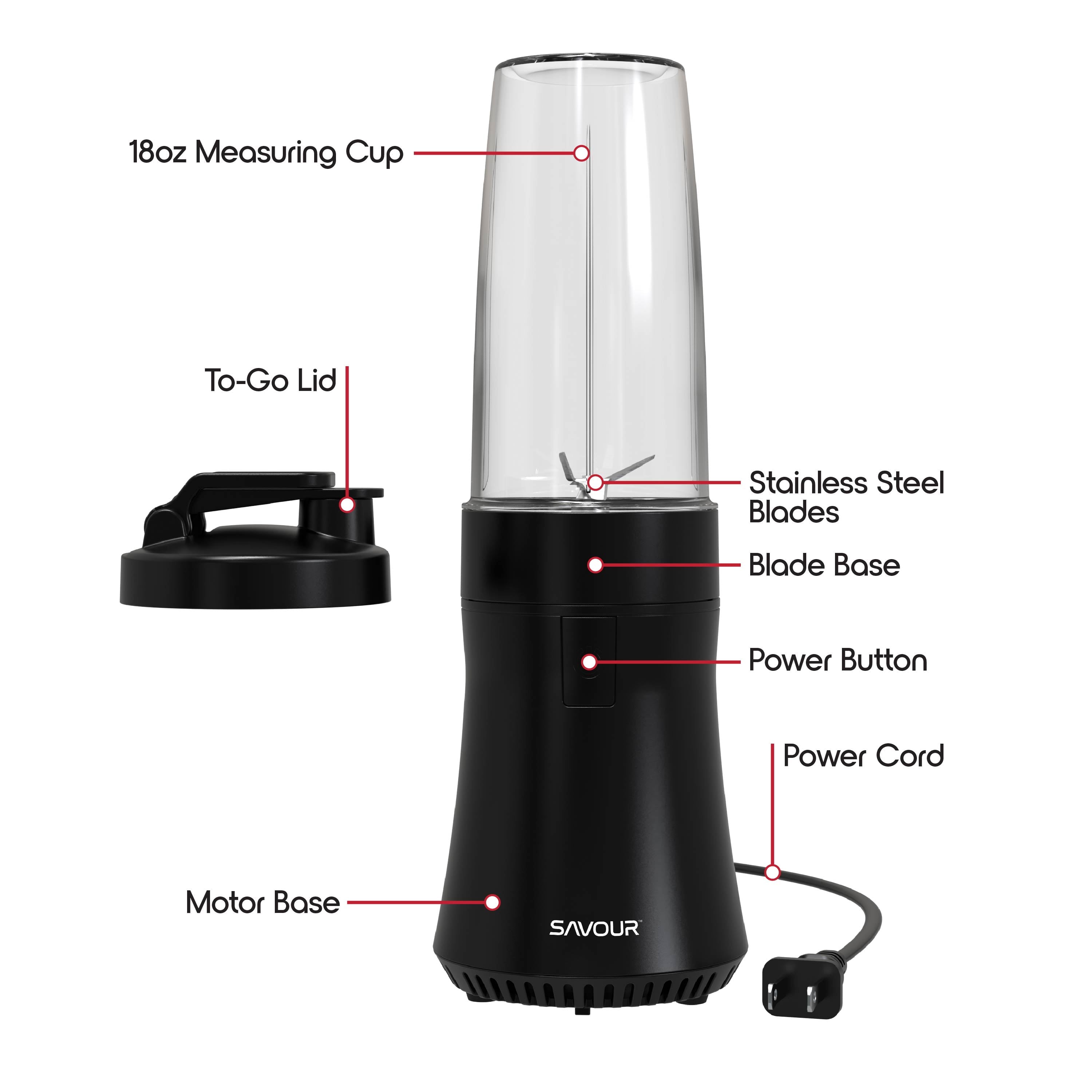 by 300W Mini Smoothie Blender – 18oz. Countertop Mini Blender for Smoothies, Sauces, Cocktails and More