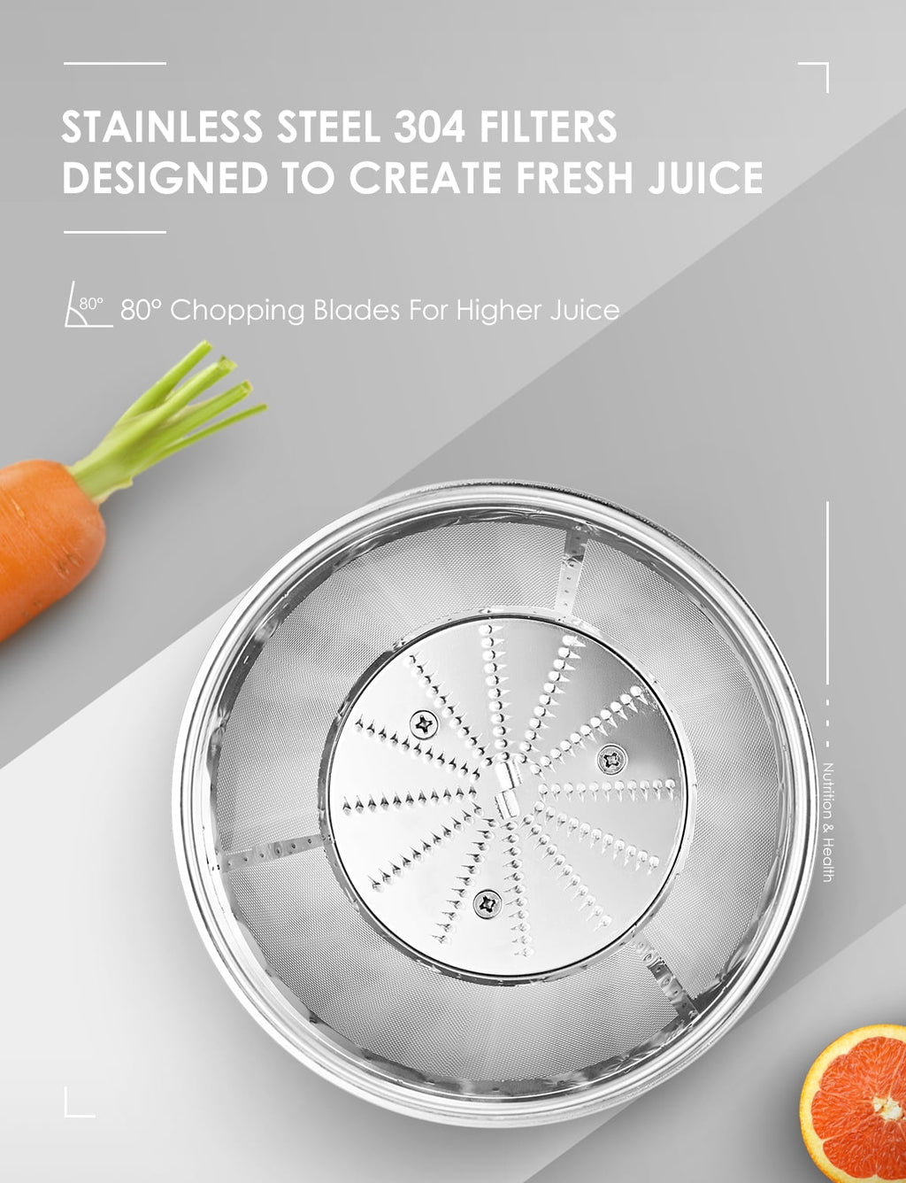 Juicer Machine Wide 3” Feed Chute Juice Extractor Easy to Clean, Pulse Function and 3-Speed Control, Anti-Drip, Silver