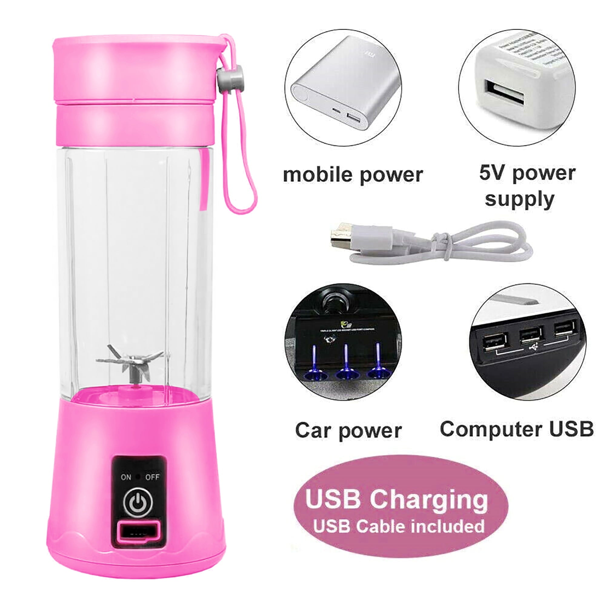 Portable Personal Blender Mini Blender Household Mixer Fruit Juicer ,Smoothie Blender For Shakes And Smoothies,Travel Personal Blender With USB Rechargeable Batteries,6 Blades-380ml