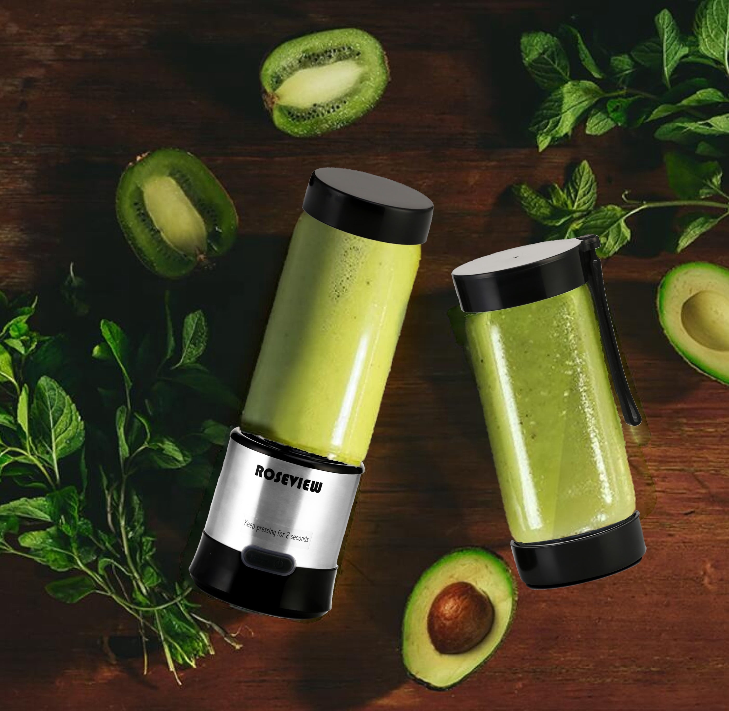 Portable Smoothie Blender, USB Rechargeable Personal Blender for Shakes &amp; Smoothies, 15oz Travel Mini Juicer Cup