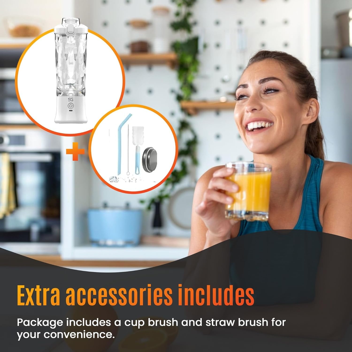 Powerful Portable Blender for Smoothies &amp; Shakes - Mini Blender with High-Torque Motor, Long-Life Battery, Leak-Proof Cup - One-Click &amp; Pulse Mode - Personal Blender for Home, Travel