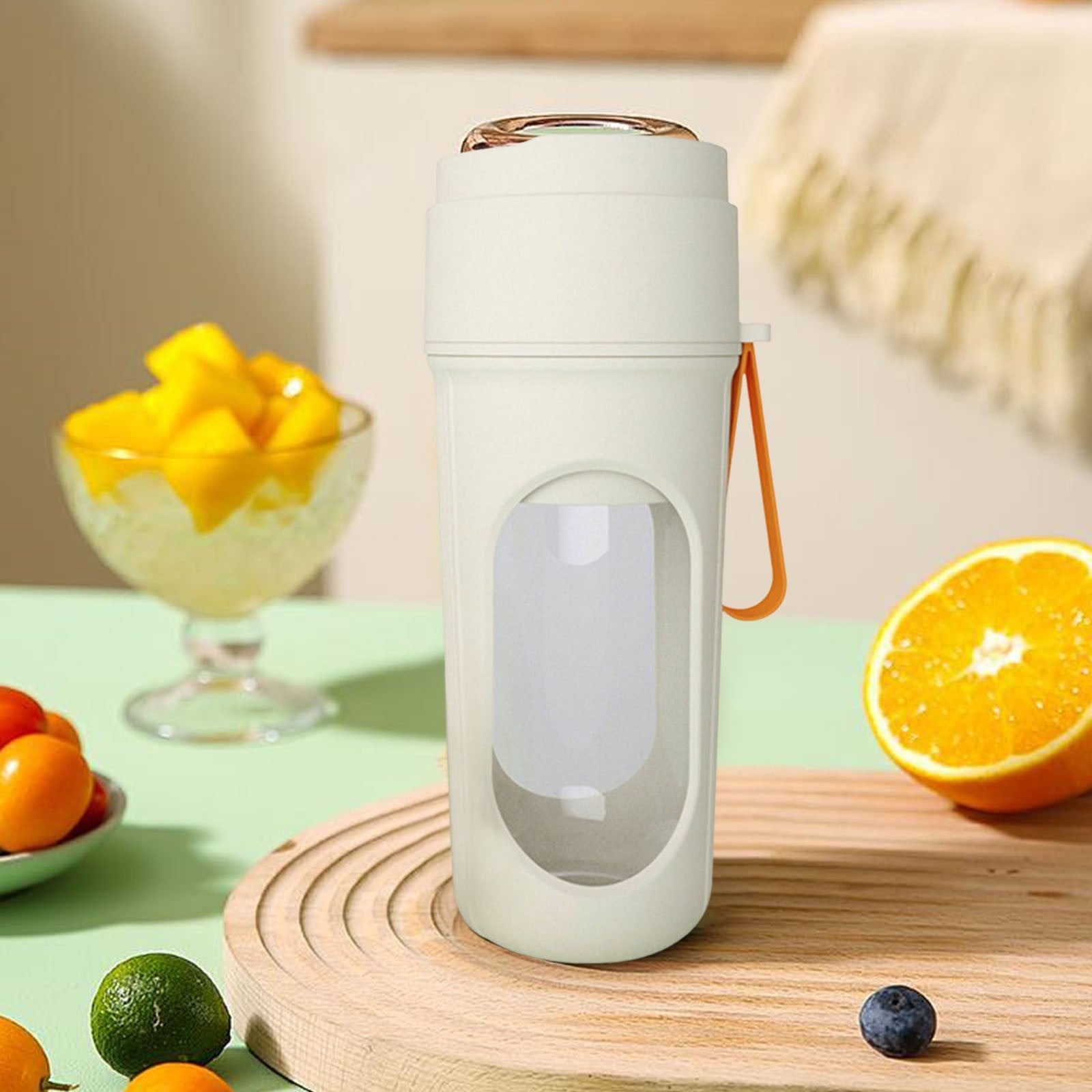 Portable Rechargeable Mini Blenders Two Lids, Travel Juicer with Straw and Stirring Function Personal Blender