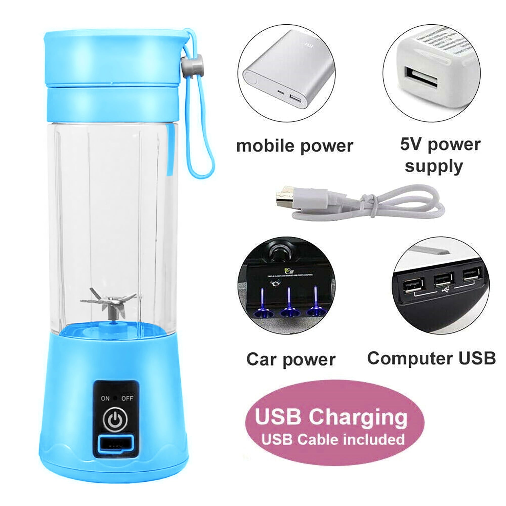 Portable Personal Blender Mini Blender Household Mixer Fruit Juicer ,Smoothie Blender For Shakes And Smoothies,Travel Personal Blender With USB Rechargeable Batteries,6 Blades-380ml