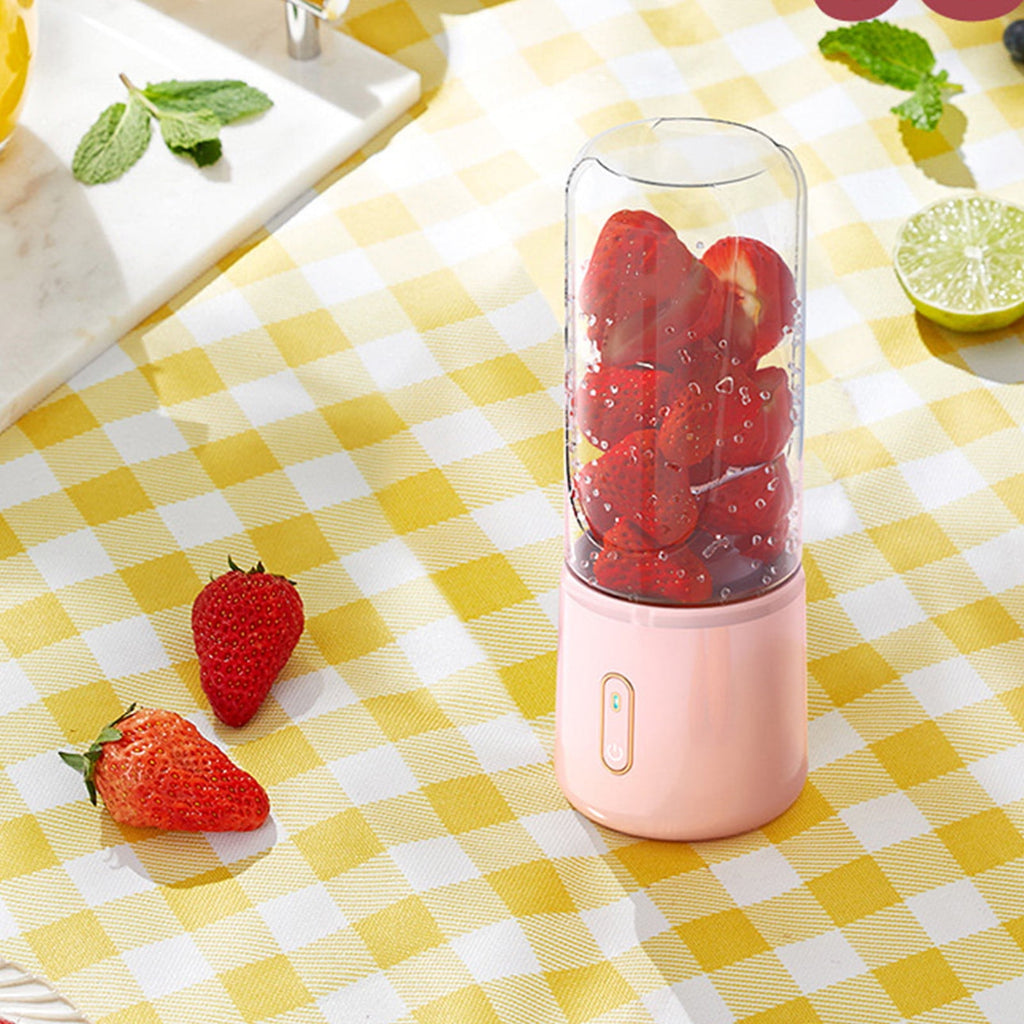 Portable USB Rechargeable Blender with 6 Blades, Ideal for Shakes, Smoothies, and Juices, Perfect for Sports, Travel, and Outdoor Activities Pink