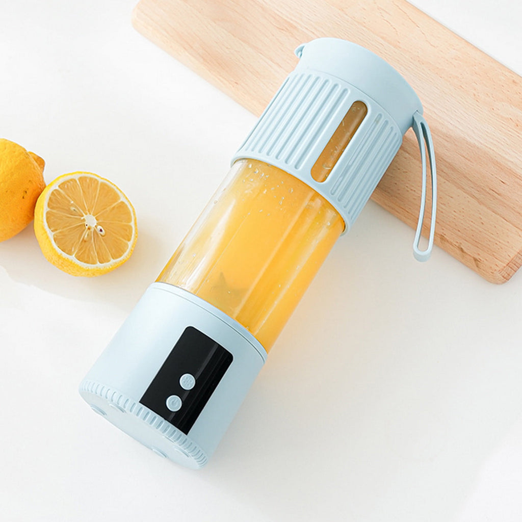Portable Electric Juicer Cup 450ml USB Rechargeable Blender for Fresh Juice Smoothies, Kitchen Food Grinder with Stainless Steel Blades, Travel Mini Juicer