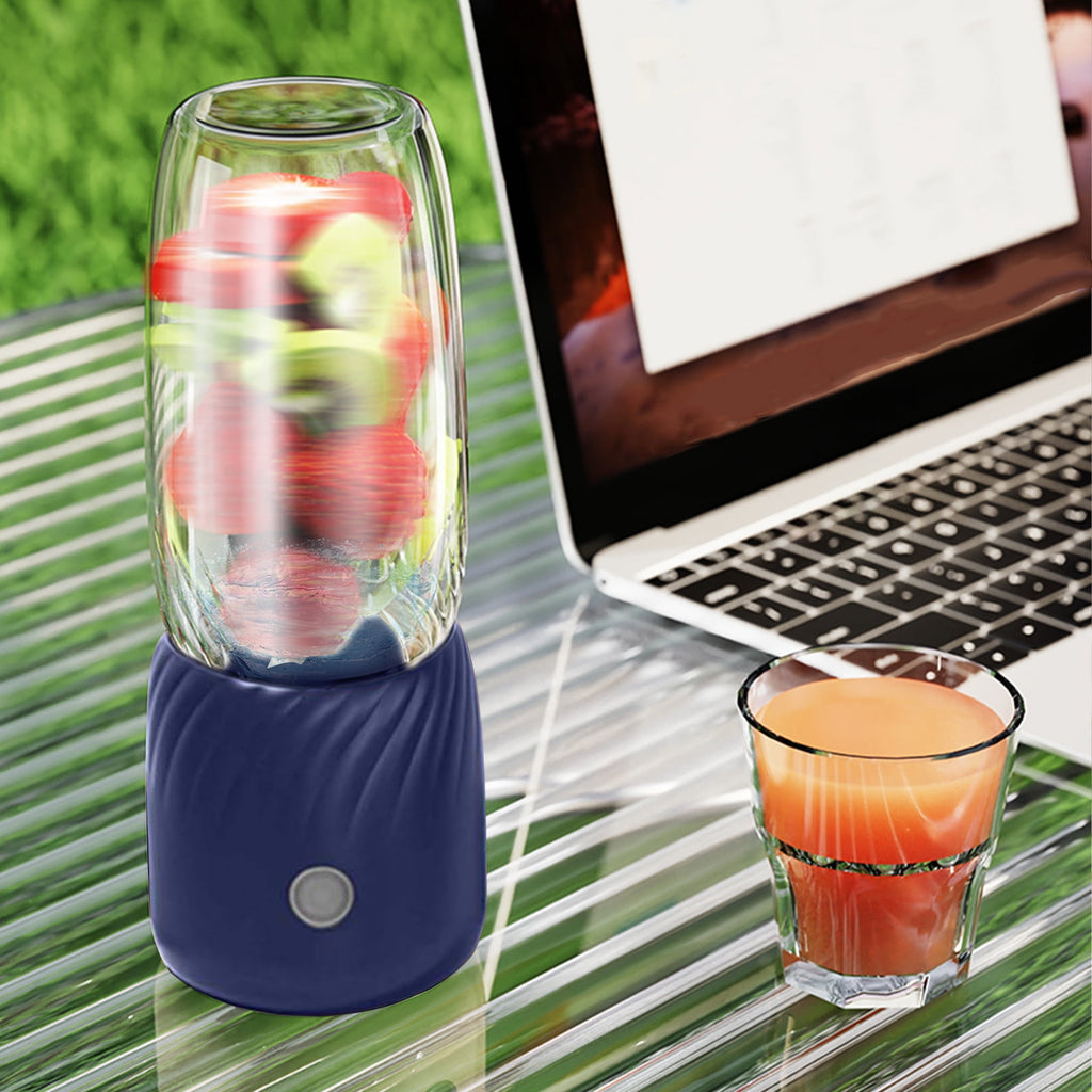 Portable Blender, Personal Size Blender for Shakes and Smoothies with 6 Blades, 10 Oz Mini Blender Cup with Travel Lid and USB Rechargeable for office, Gym, Kitchen
