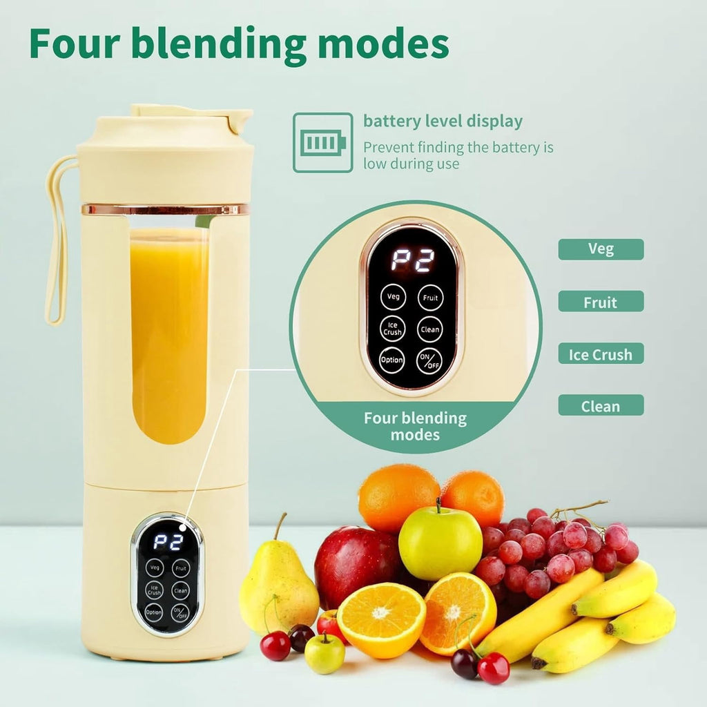 530ML Portable Blender,Mini Portable Electric USB Juicer,Small Personal Blender for Smoothies and Shakes,With Automatic Cleaning Function,Multi-Purpose and Easy To Use(beige)