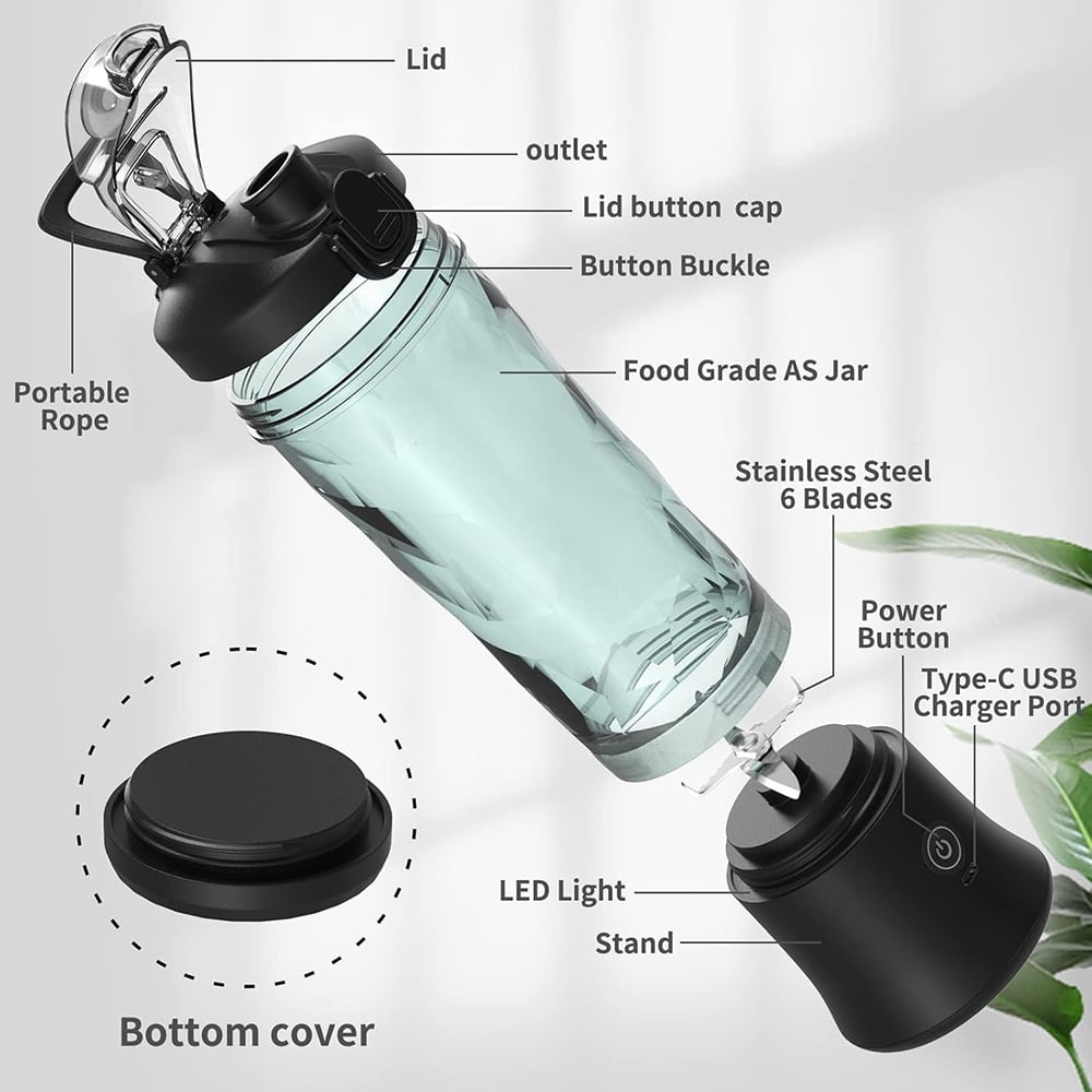 600ML Portable Large Capacity Sports And Fitness Blender Cup Straight Mouth Freshly Squeezed Juice Machine Juicing Cup