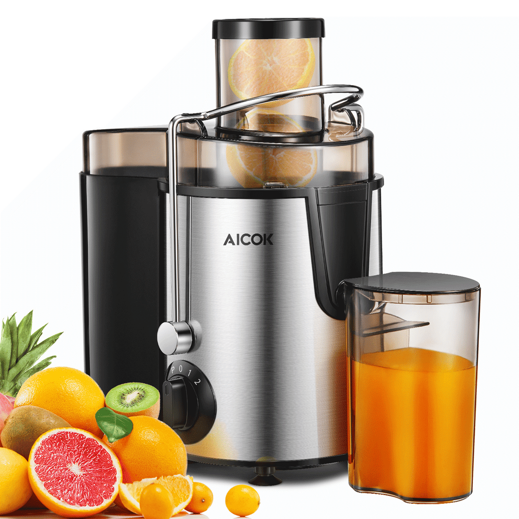 Juicer Machine Wide 3” Feed Chute Juice Extractor Easy to Clean, Pulse Function and 3-Speed Control, Anti-Drip, Silver